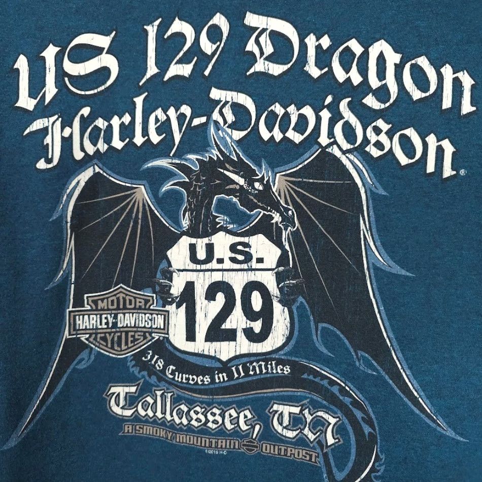 Harley Davidson Harley-Davidson T Shirt Mens 2XL Blue Dragon Tallassee Tennessee Vintage? No (adjusted) Size US XXL / EU 58 / 5 - 5 Thumbnail
