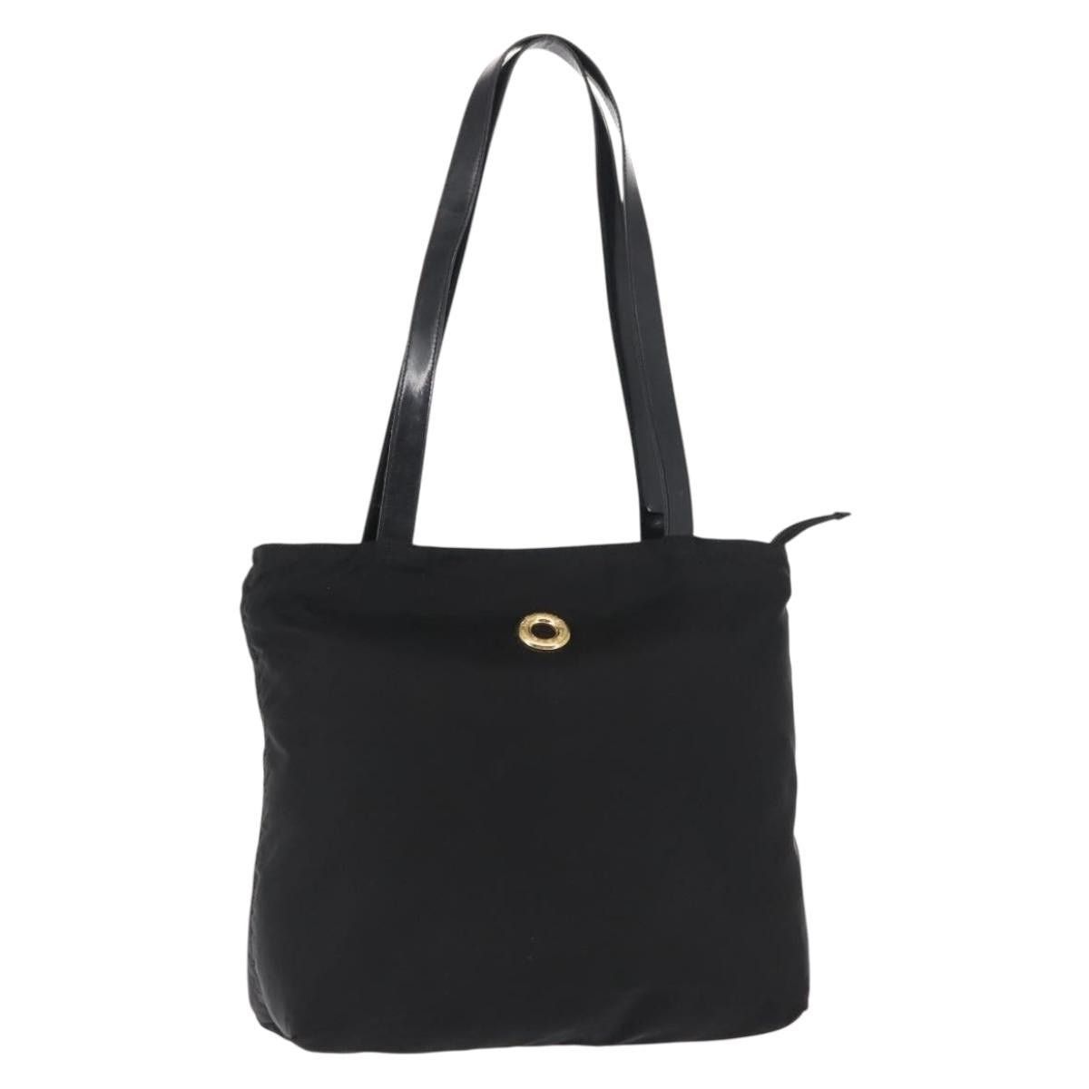 CELINE Tote Bag Nylon Enamel Black Gold