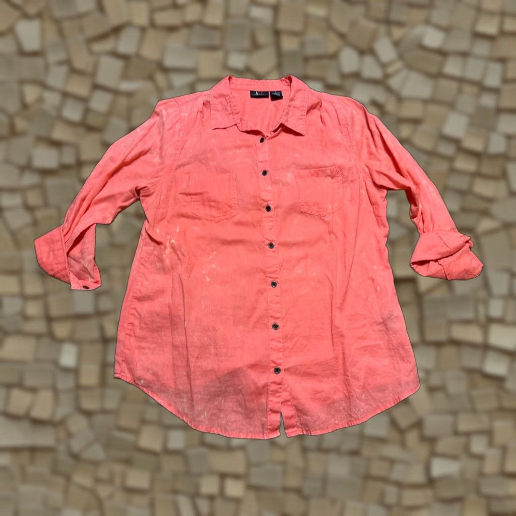 Vintage ALC Shirt Women's Large Orange Long Sleeve Button Up Shirt Size L / US 10 / IT 46 - 1 Thumbnail