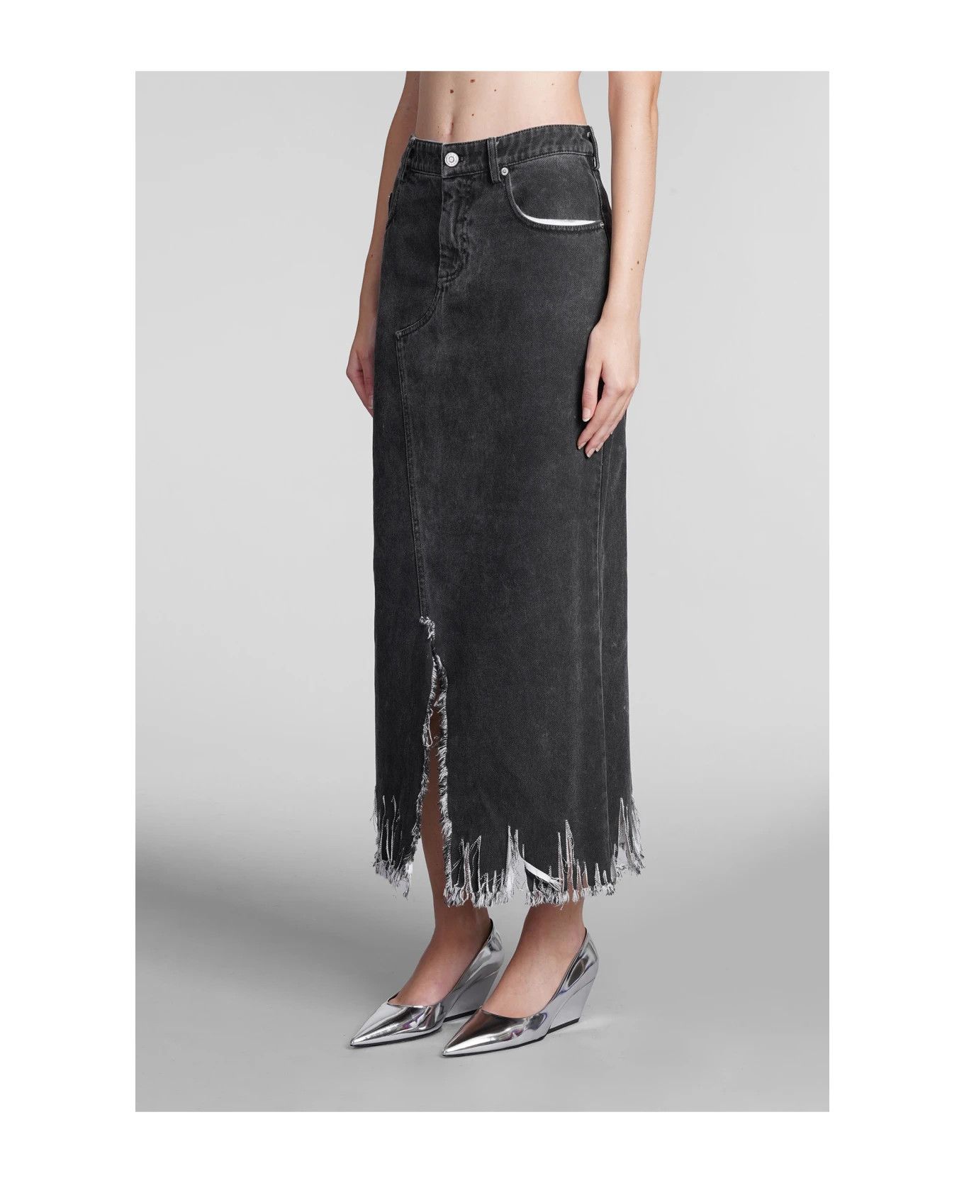Marni o1y1125 Denim Midi Skirt in Black Size 27" / US 4 / IT 40 - 4 Thumbnail