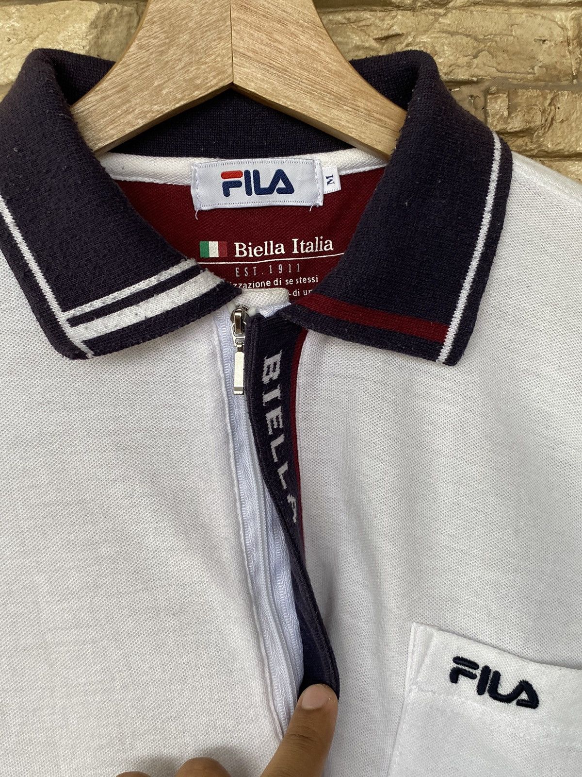Fila Vintage Fila Biela Italia Halfzipper Long Sleeve Tees Size US L / EU 52-54 / 3 - 5 Thumbnail