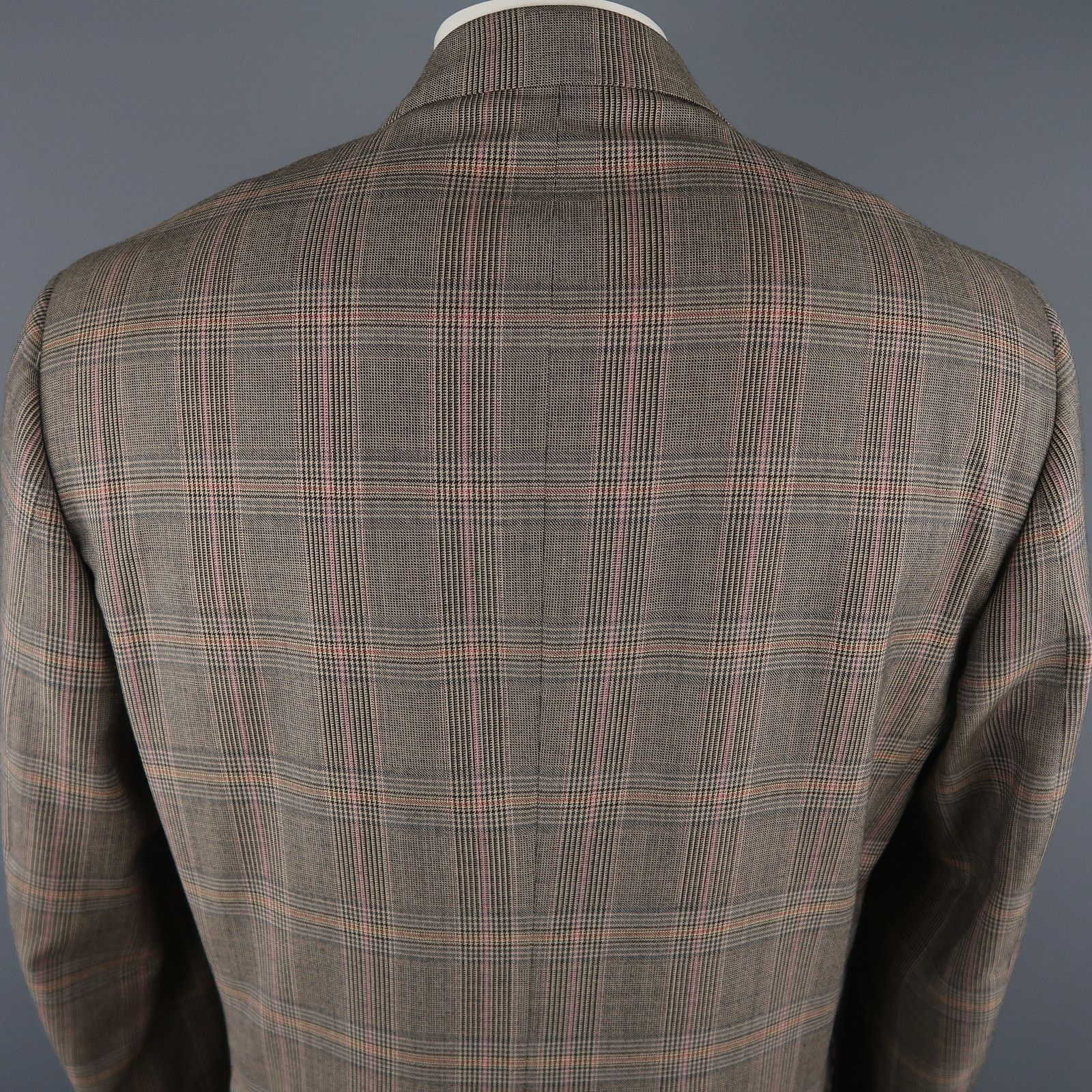 Isaia ISAIA Size 46 Long Brown Plaid Wool Notch Lapel Sport Coat Size 46R - 7 Thumbnail