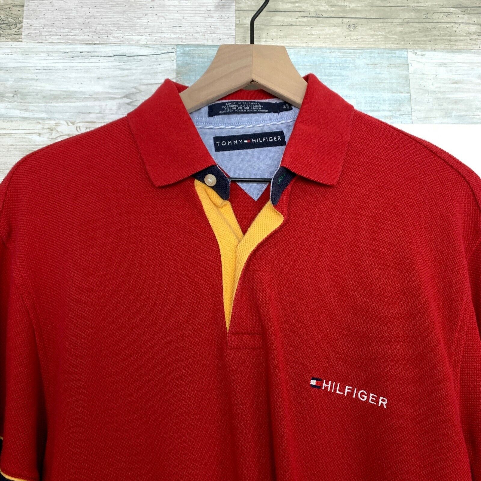 Tommy Hilfiger Tommy Hilfiger Vintage Flag Rugby Polo Shirt Red Mens M Size US M / EU 48-50 / 2 - 3 Thumbnail