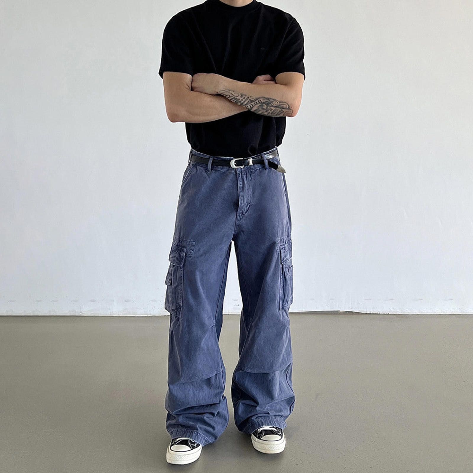 Other Multi Pocket Blue Cargo Wide Leg Jeans Size US 30 / EU 46 - 3 Thumbnail