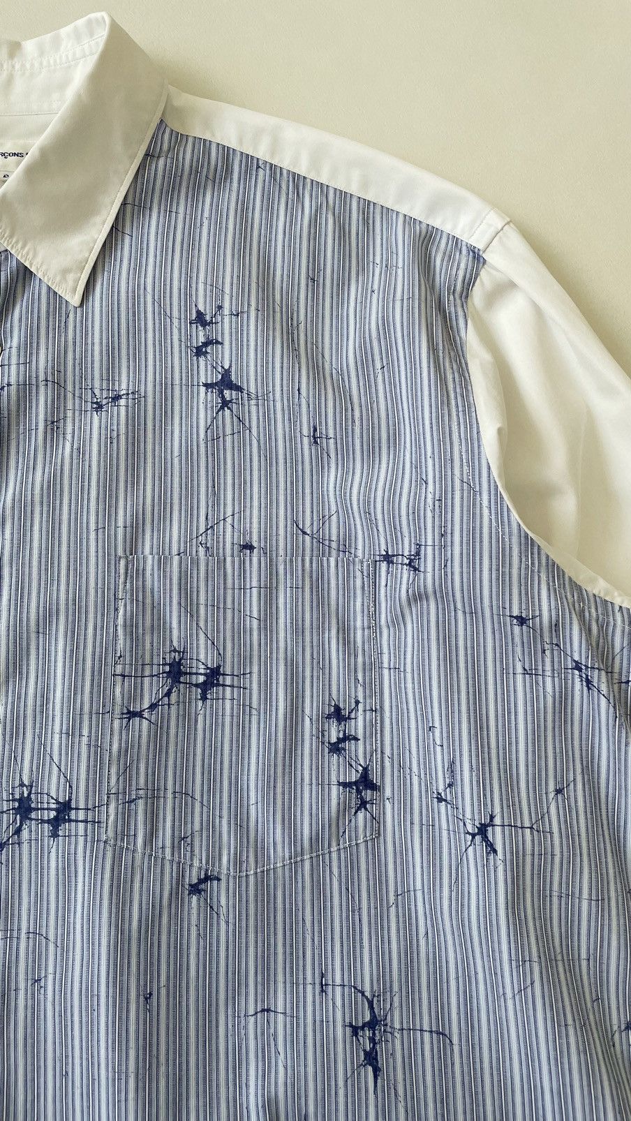 Comme des Garcons Blue/White Stripe Shirt With ‘Splat Print’ Size US M / EU 48-50 / 2 - 6 Thumbnail