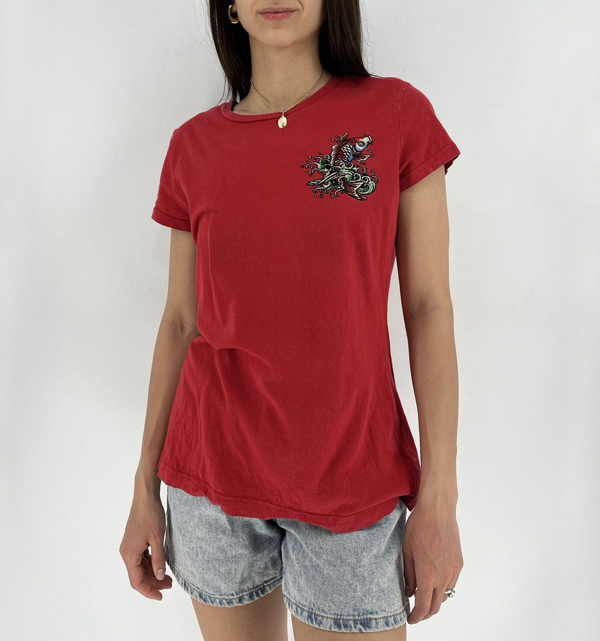 Affliction × Christian Audigier × Ed Hardy Vintage Y2K Christian Audigier Women’s Rhinestones T-Shirt Size L / US 10 / IT 46 - 3 Thumbnail