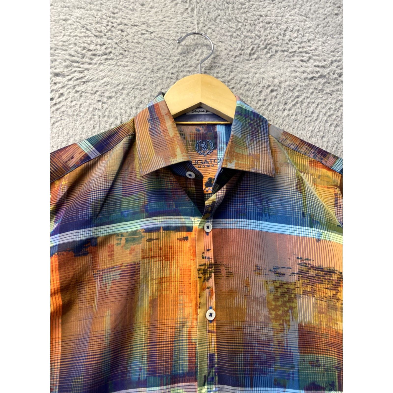 BUGATCHI Bugatchi Mens Long Sleeve Shirt L Shaped Fit Or Slim M Cotton Multicolor Size US L / EU 52-54 / 3 - 5 Thumbnail