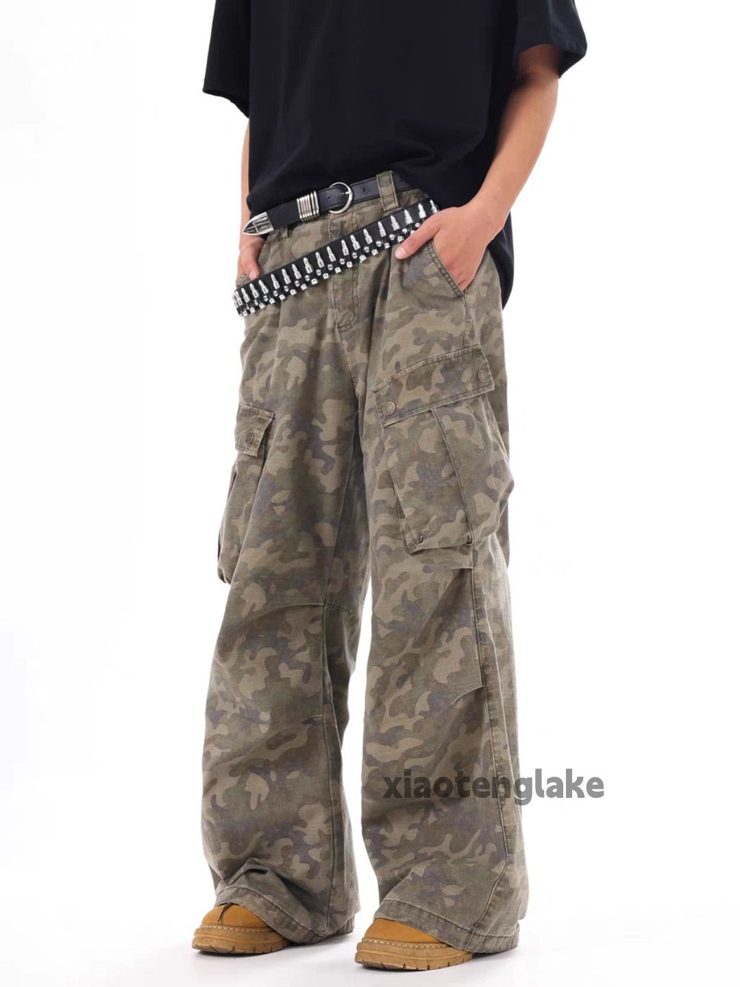 Designer × Japanese Brand × Vintage washed faded y2k camo loose baggy cargo pants Size US 32 / EU 48 - 2 Thumbnail