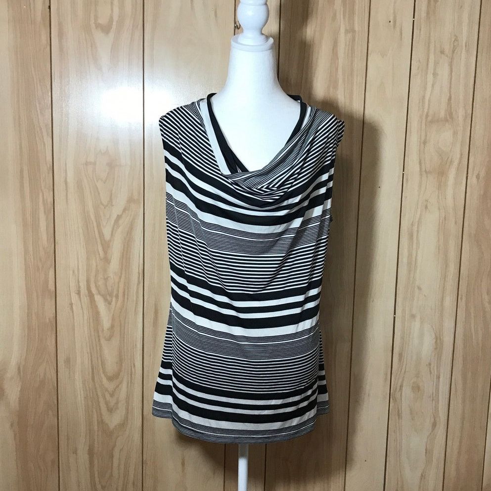 Worthington Worthington Striped Cowl Neck Stretch Sleeveless Blouse L Size L / US 10 / IT 46 - 1 Thumbnail