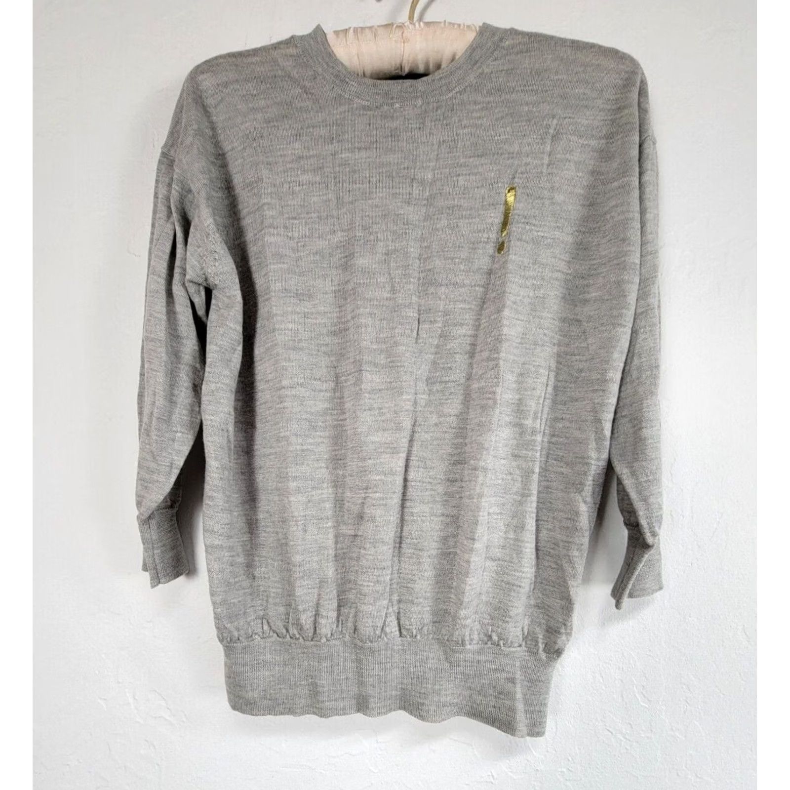 J.Crew J.Crew Women 3/4 Sleeve Crew Neck Tippi Sweater Medium Gray Merino Wool Pullover Size M / US 6-8 / IT 42-44 - 2 Thumbnail