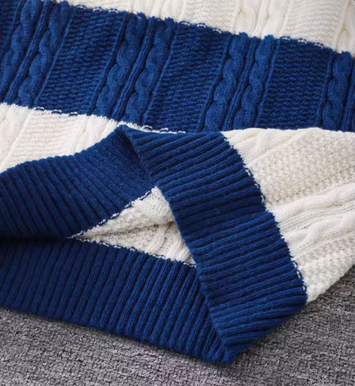 Other Street Popular Blue Stripe Sweater Jacquard Knitwear Size US XL / EU 56 / 4 - 6 Thumbnail