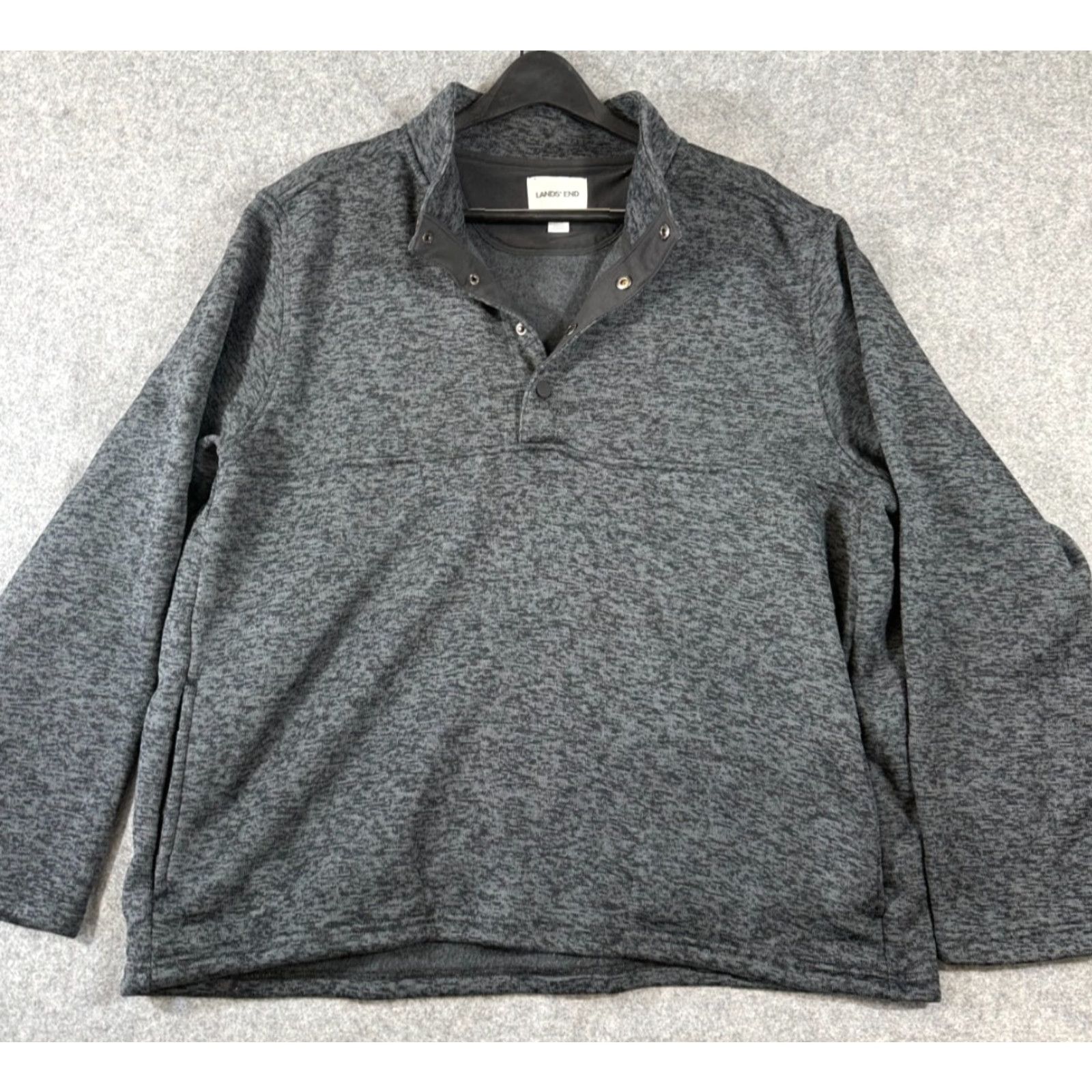 Lands' End Lands' End Sweater Mens 2XL Heather Gray Fleece Snap Mock Neck Pullover shirt Pullover Mens 2XL Gray Black Friday 90s? Size US XXL / EU 58 / 5 - 2 Thumbnail