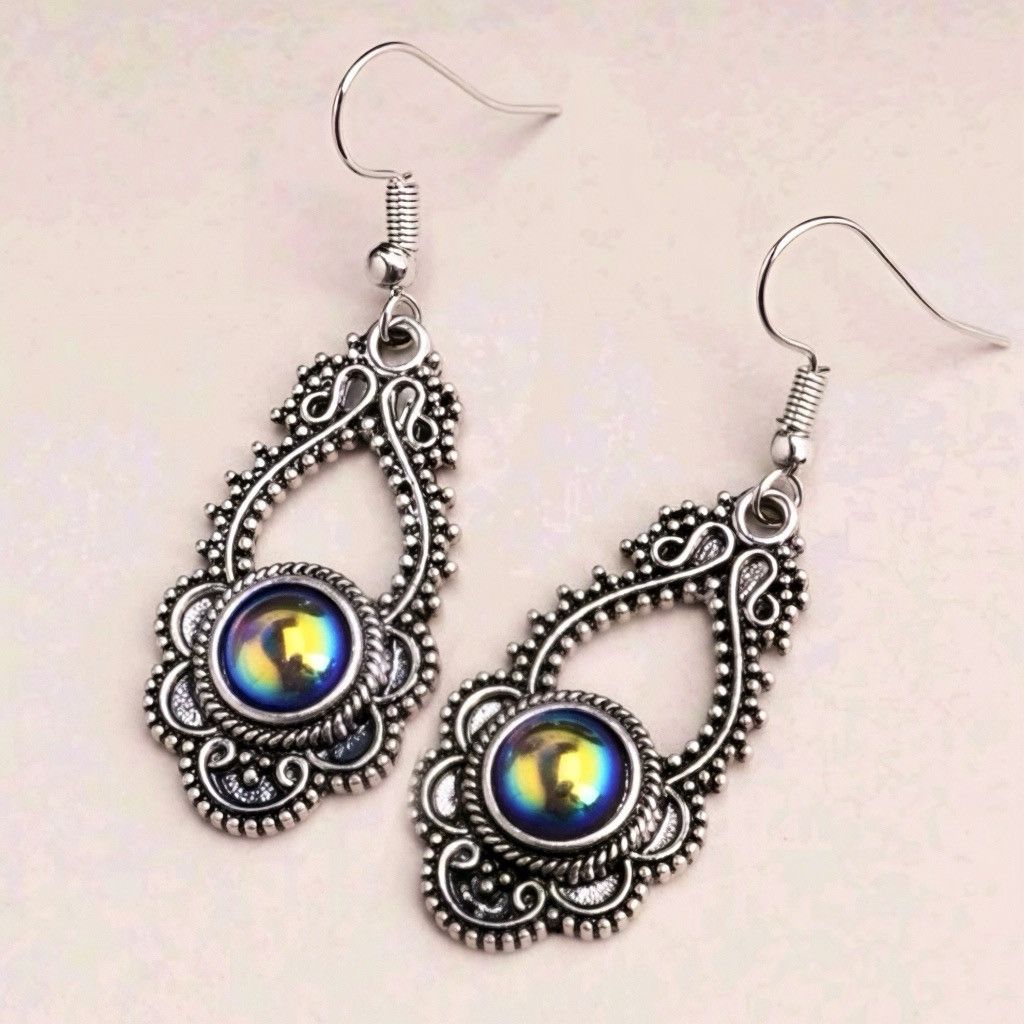 Other New Antique Silver Gothic Victorian Dark Stone Boho Earrings Size ONE SIZE - 2 Thumbnail