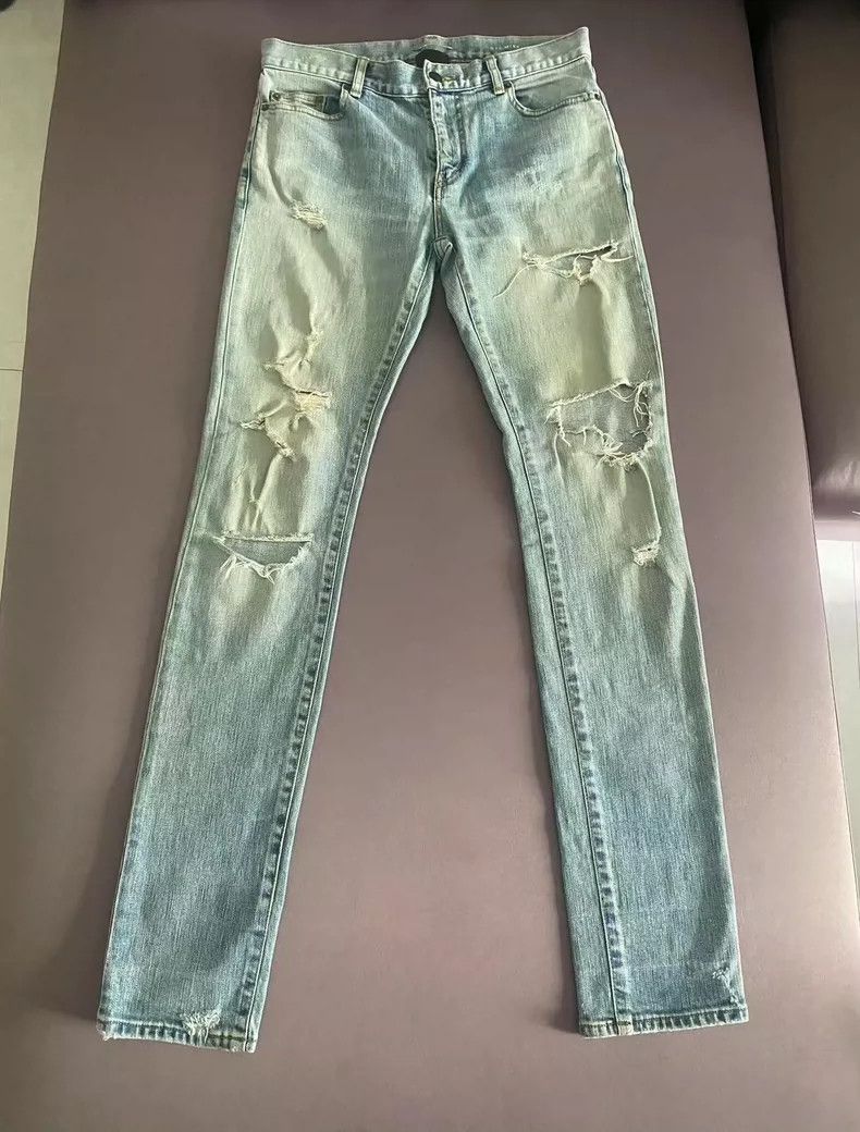 Saint Laurent Paris saint laurent distressed blue denim pants Size US 30 / EU 46 - 1 Thumbnail