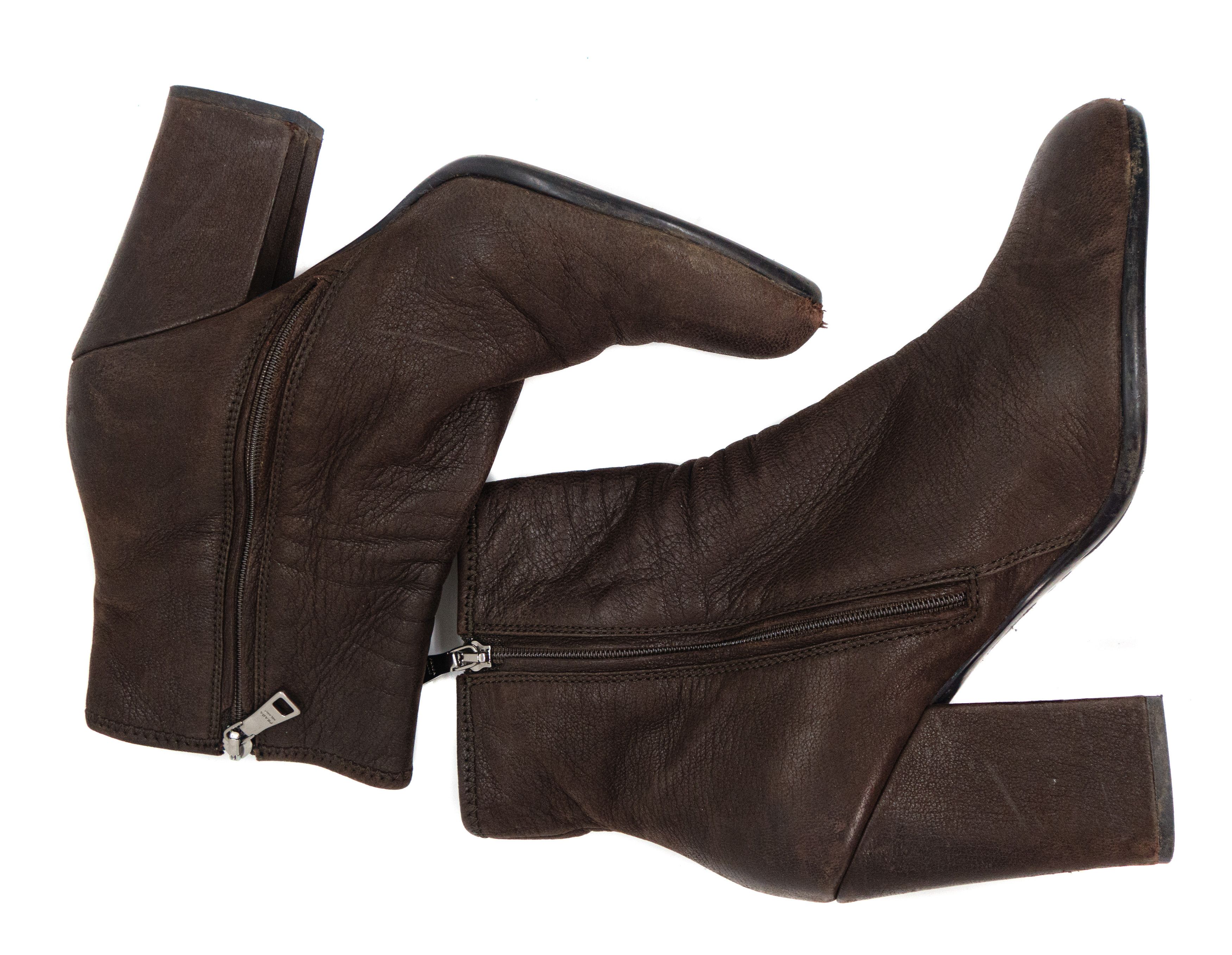 Prada Logo Leather Ankle Toe Boots Size US 8.5 / IT 38.5 - 5 Thumbnail