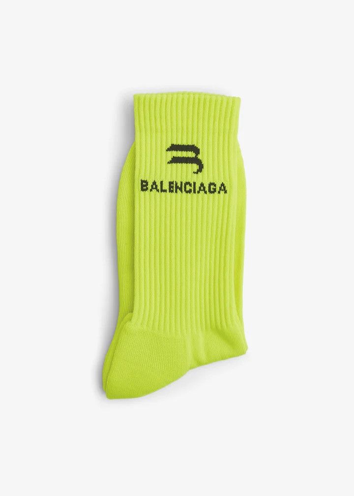 Balenciaga o1s1wg110126 Size: L / Sporty B Tennis Socks in Yellow Size ONE SIZE - 3 Thumbnail