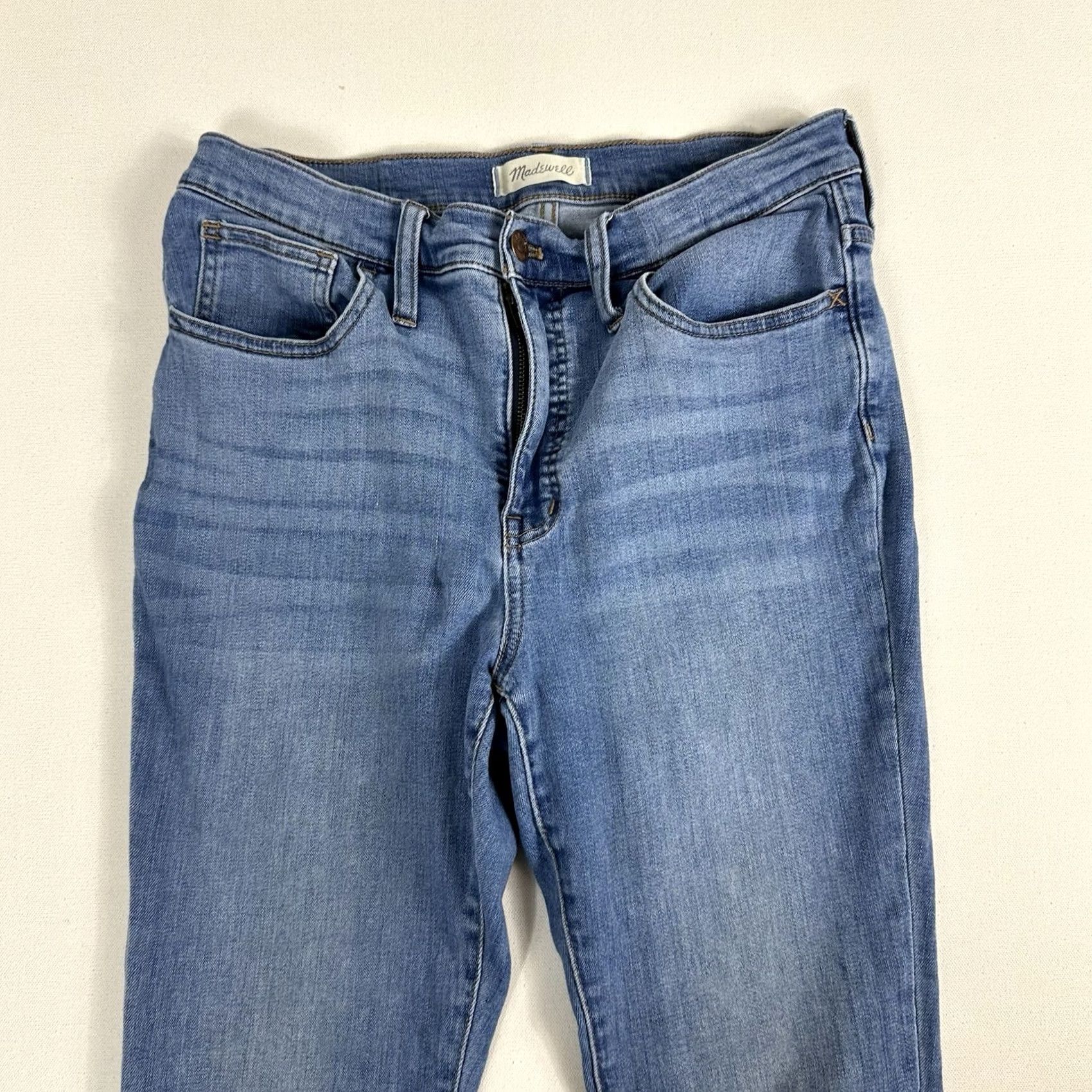 Madewell Madewell 9 Inch Mid Rise Skinny Jeans Stretch Denim Medium Blue Fairside Wash 30x27 Jeans Women Regular 5-Pocket Zip Fly Belt Loops Whiskering Fading Size 30" / US 8 / IT 44 - 3 Thumbnail
