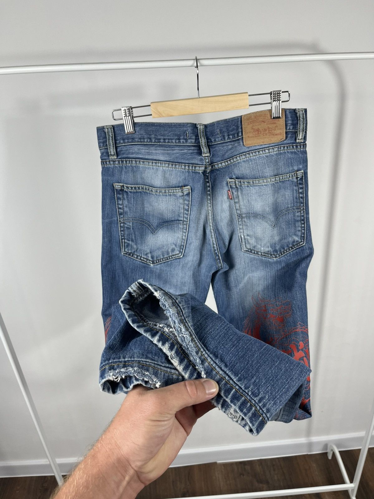 Levi's Levi’s 506 Custom Dragon Print Jeans Red Graphic Rear Art Size US 32 / EU 48 - 10 Thumbnail