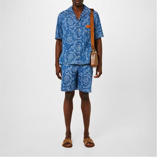 Versace o1g2r1mq0824 Drawstring Baroque Short in Blue Size US 34 / EU 50 - 6 Thumbnail