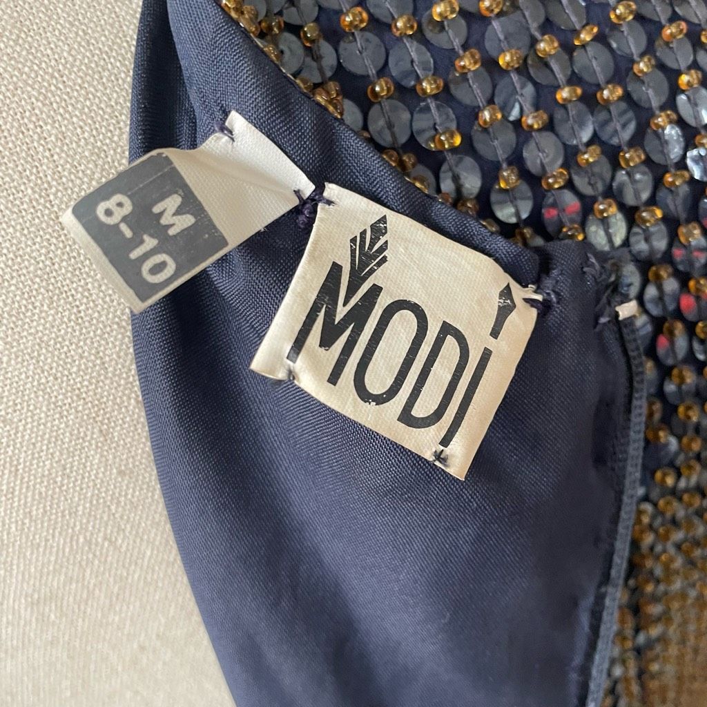 Vintage Vintage 80s 90s Modi Silk Heavily Beaded Sequin Dark Blue Am Size M / US 6-8 / IT 42-44 - 9 Thumbnail
