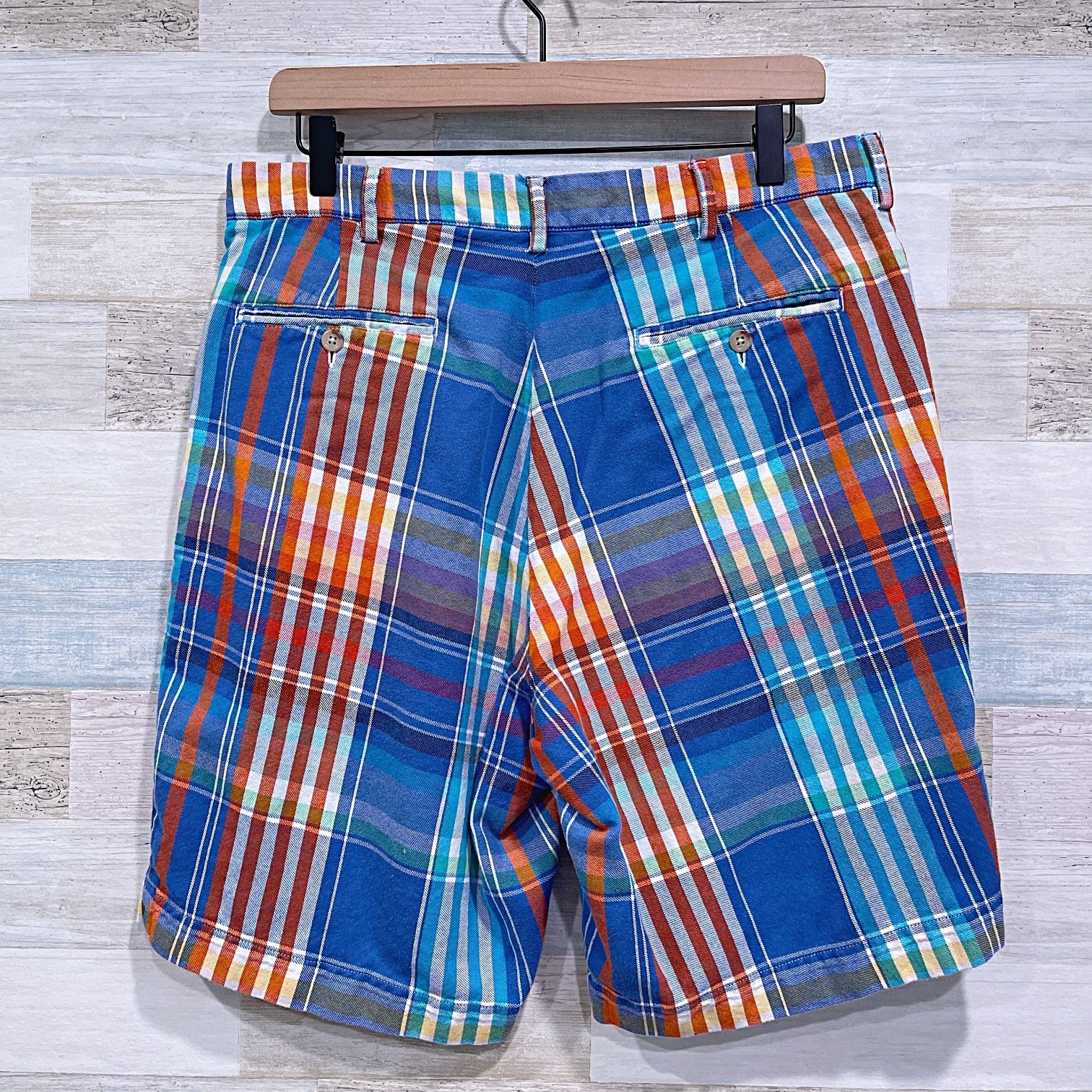 Polo Ralph Lauren POLO Ralph Lauren Madras Plaid Shorts Blue Orange 9" Flat 34 Size US 34 / EU 50 - 3 Thumbnail