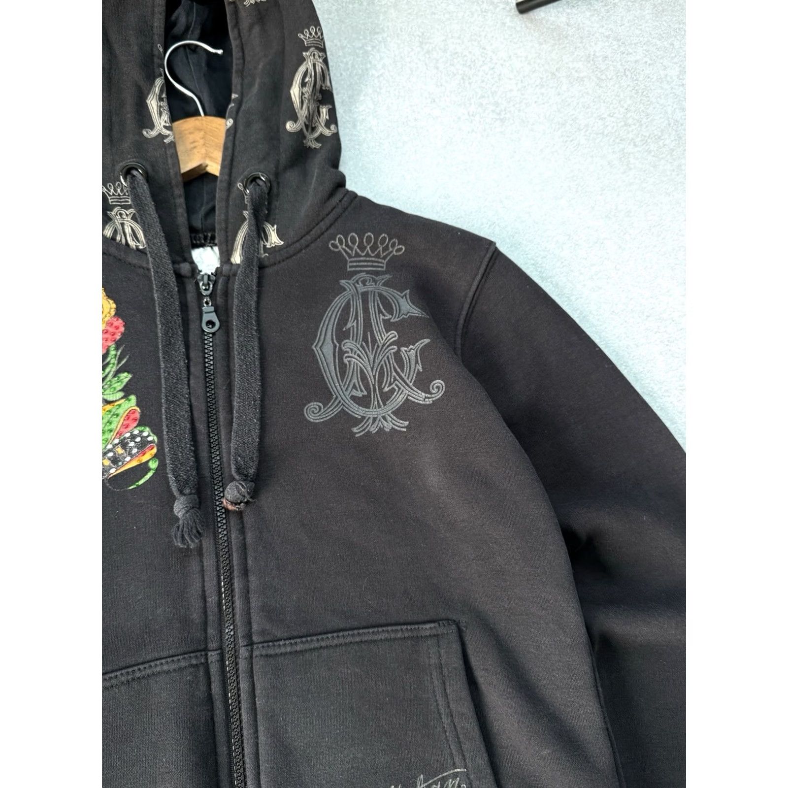 Ed Hardy VINTAGE Christian Audigier Ed Hardy Hoodie Full Zip Women’s S Black Y2K Logo Heart Skull Tattoo Japan Style Womens Size S / US 4 / IT 40 - 5 Thumbnail