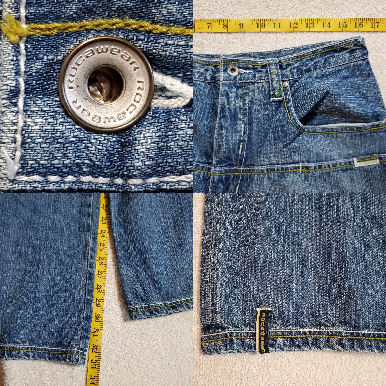 Rocawear VINTAGE Rocawear Hip Hop Jeans - Denim Wide-Leg Baggy 32 x 33 Blue Dark Wash Mens Size US 32 / EU 48 - 8 Thumbnail