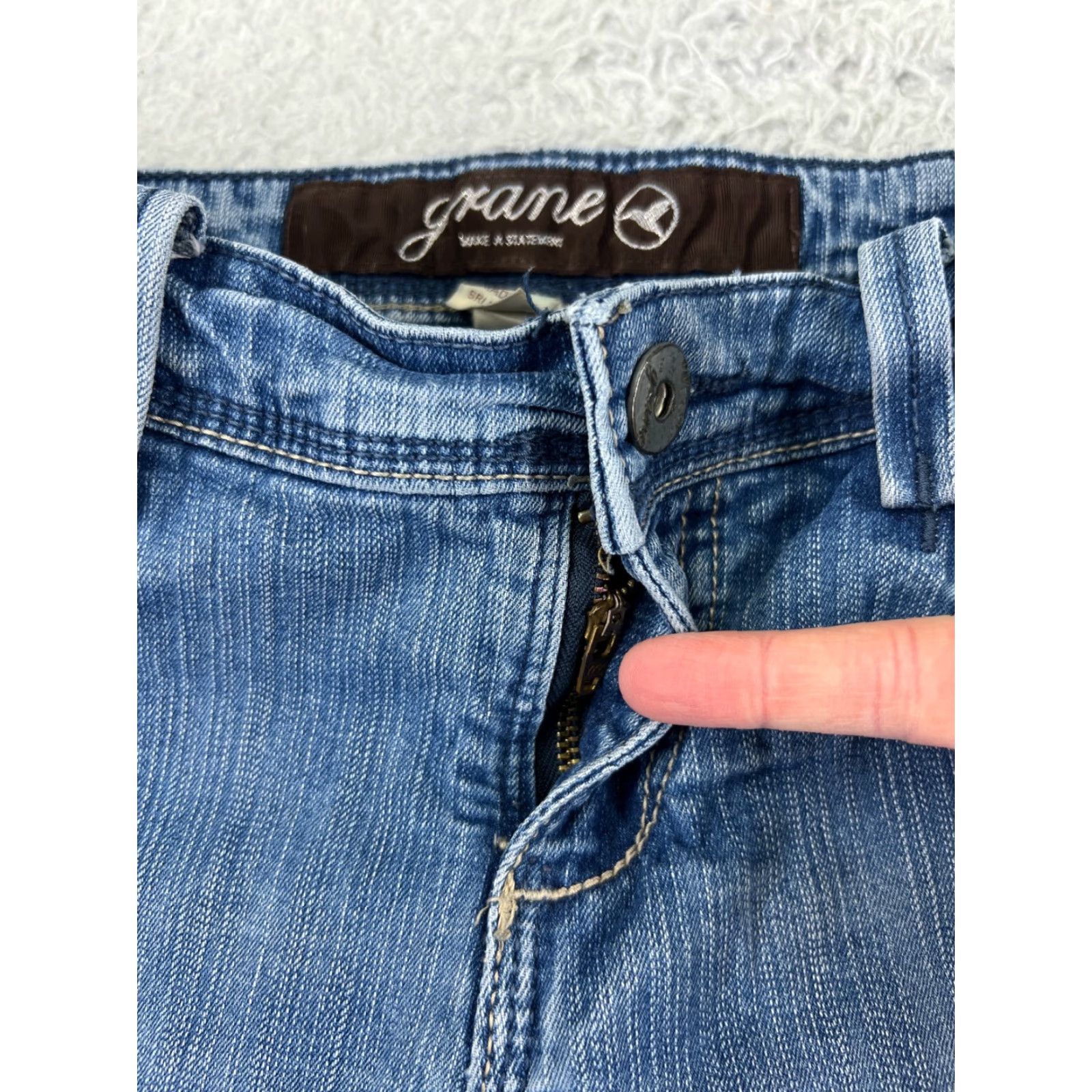 Vintage Crane Jeans Juniors 7 Blue Denim Flared Low Rise 24x29 Cotton Blend 5-Pocket Distressed Vintage No Size 28" / US 6 / IT 42 - 5 Thumbnail