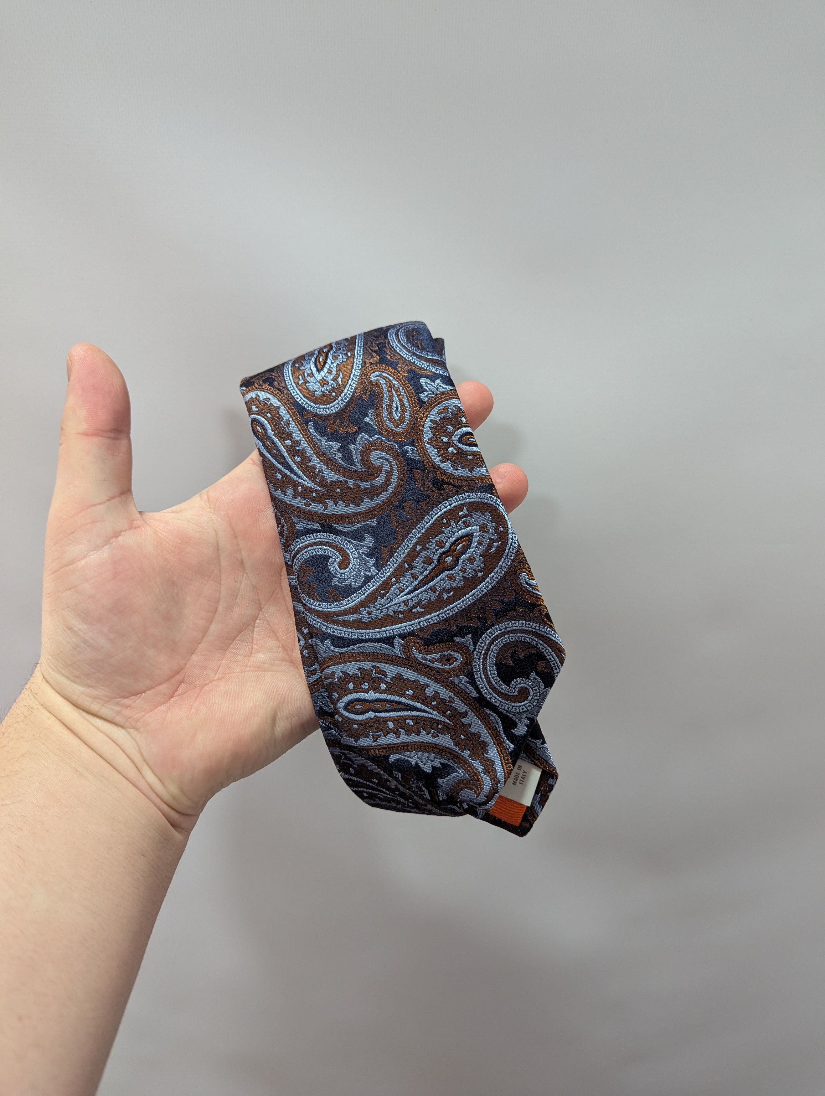 Eton Eton Luxury 100% Woven Silk Tie Brown-blue Paisley Size ONE SIZE - 1 Thumbnail