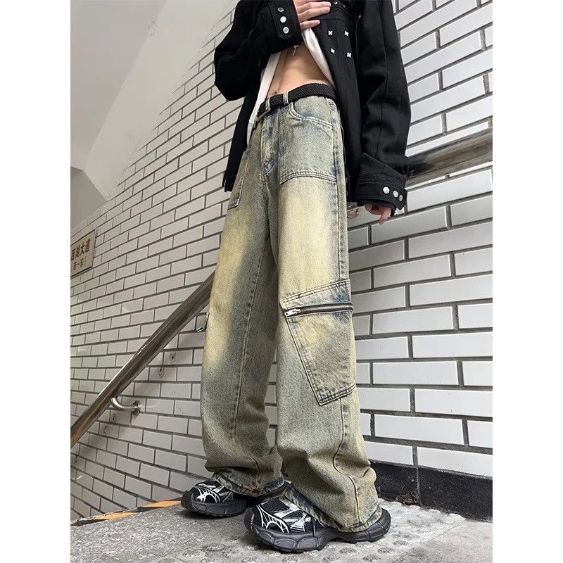 Japanese Brand × Vintage Streetwear Pocket Design Men Jeans Cargo Pants Loose Size US 29 - 2 Thumbnail