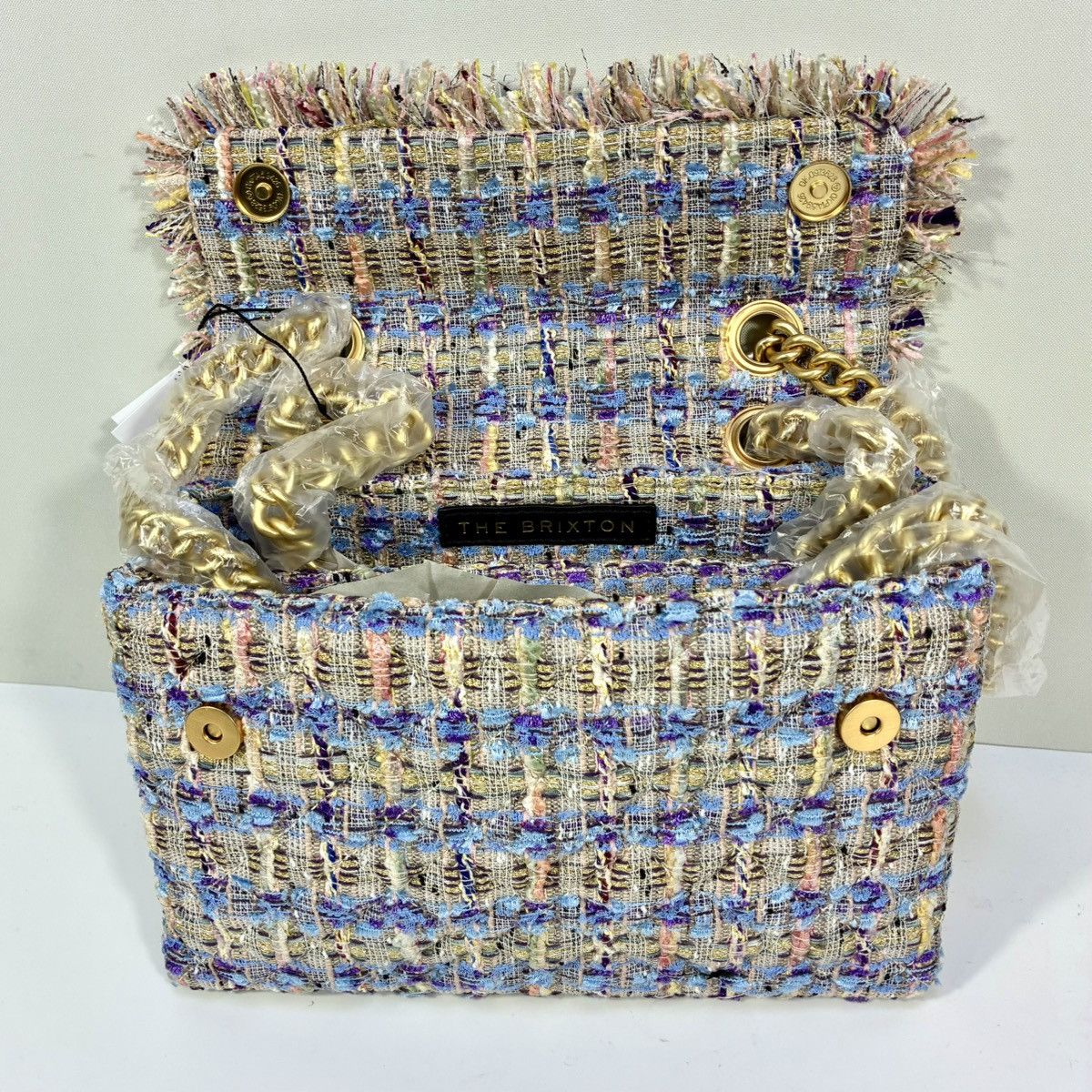Kurt Geiger Kurt Geiger London Brixton Tweed Lock Bag Lilac NEW Shoulder Size ONE SIZE - 8 Thumbnail