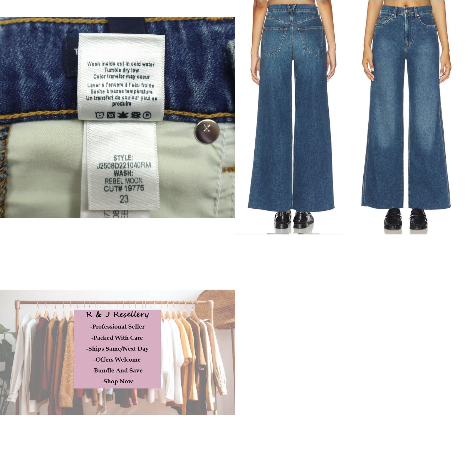 Veronica Beard VERONICA BEARD Jeans Women's Taylor Wide Leg High Rise Rebel Moon Blue 23x31 denim 31" Inseam Regular Fit Brown? Size 40" / US 18 - 8 Thumbnail