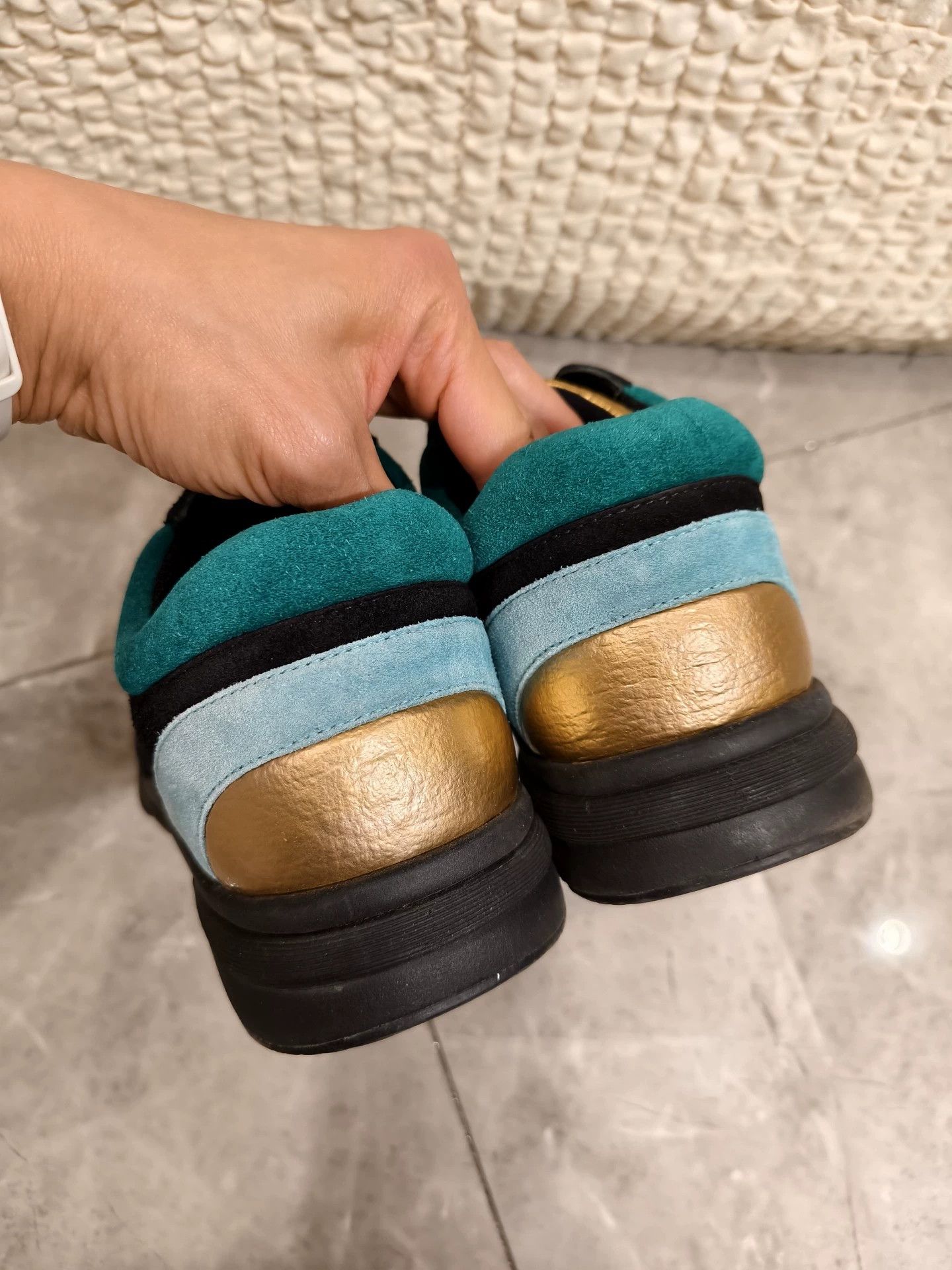 Chanel Chanel CC Logo Black Gold Sneakers Size 36.5 (Fits 37) Auth Size US 6.5 / IT 36.5 - 5 Thumbnail