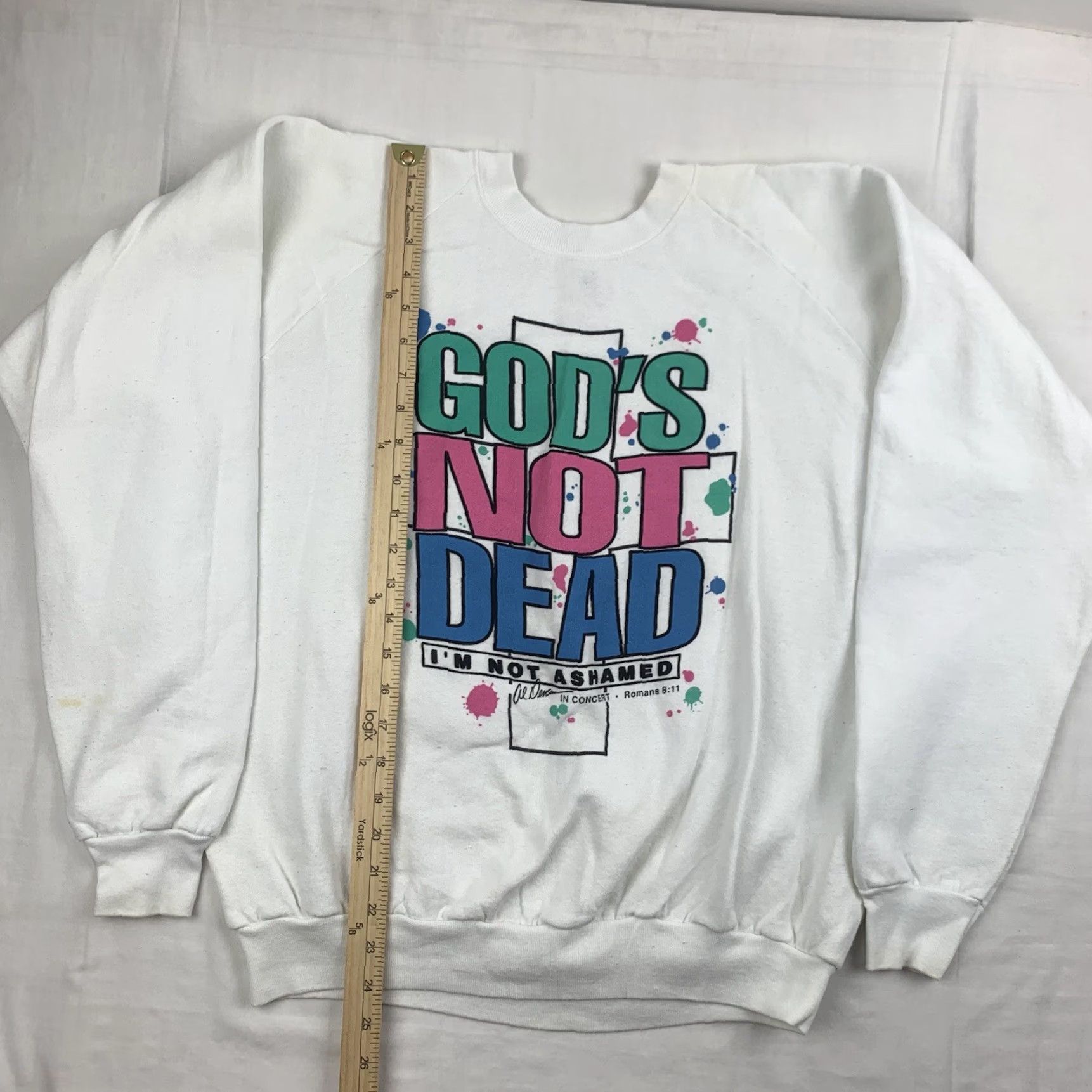 Fruit Of The Loom VINTAGE Gods Not Dead Concert Sweatshirt Men XL White 90s 90s Religion Al Denson Pullover Crew Neck Fruit of the Loom Sweatshirt Mens VINTAGE Size US XL / EU 56 / 4 - 7 Thumbnail