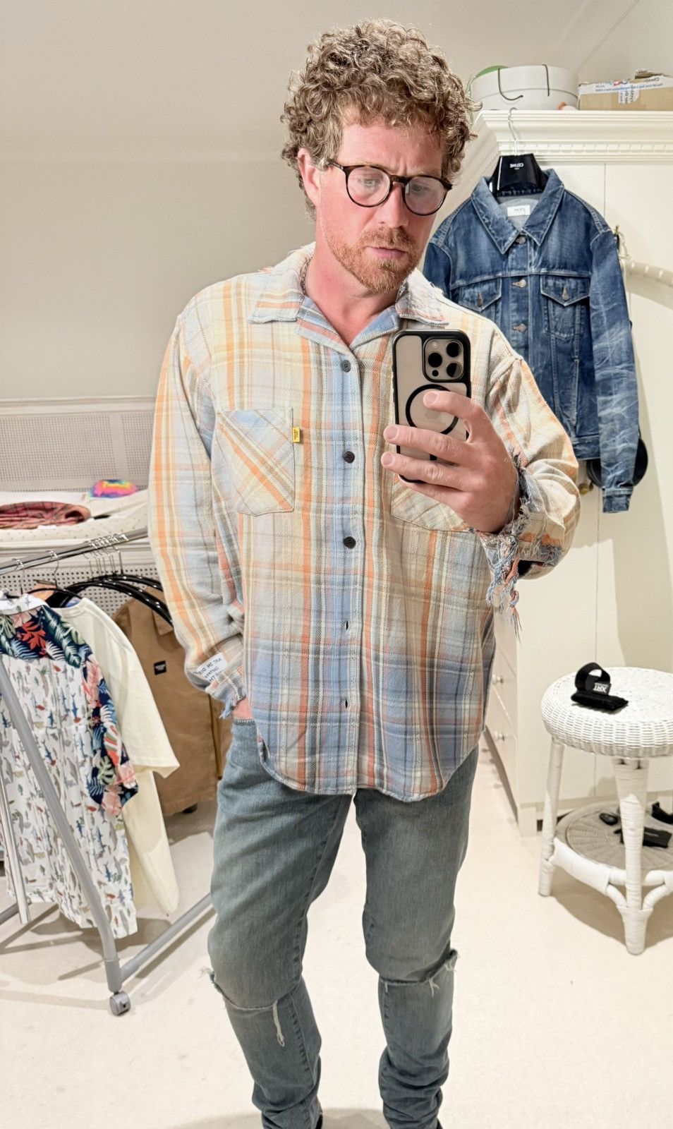 Gallery Dept. Gallery Dept Marley Distressed Checked Cotton-Flannel Shirt Size US XL / EU 56 / 4 - 2 Thumbnail