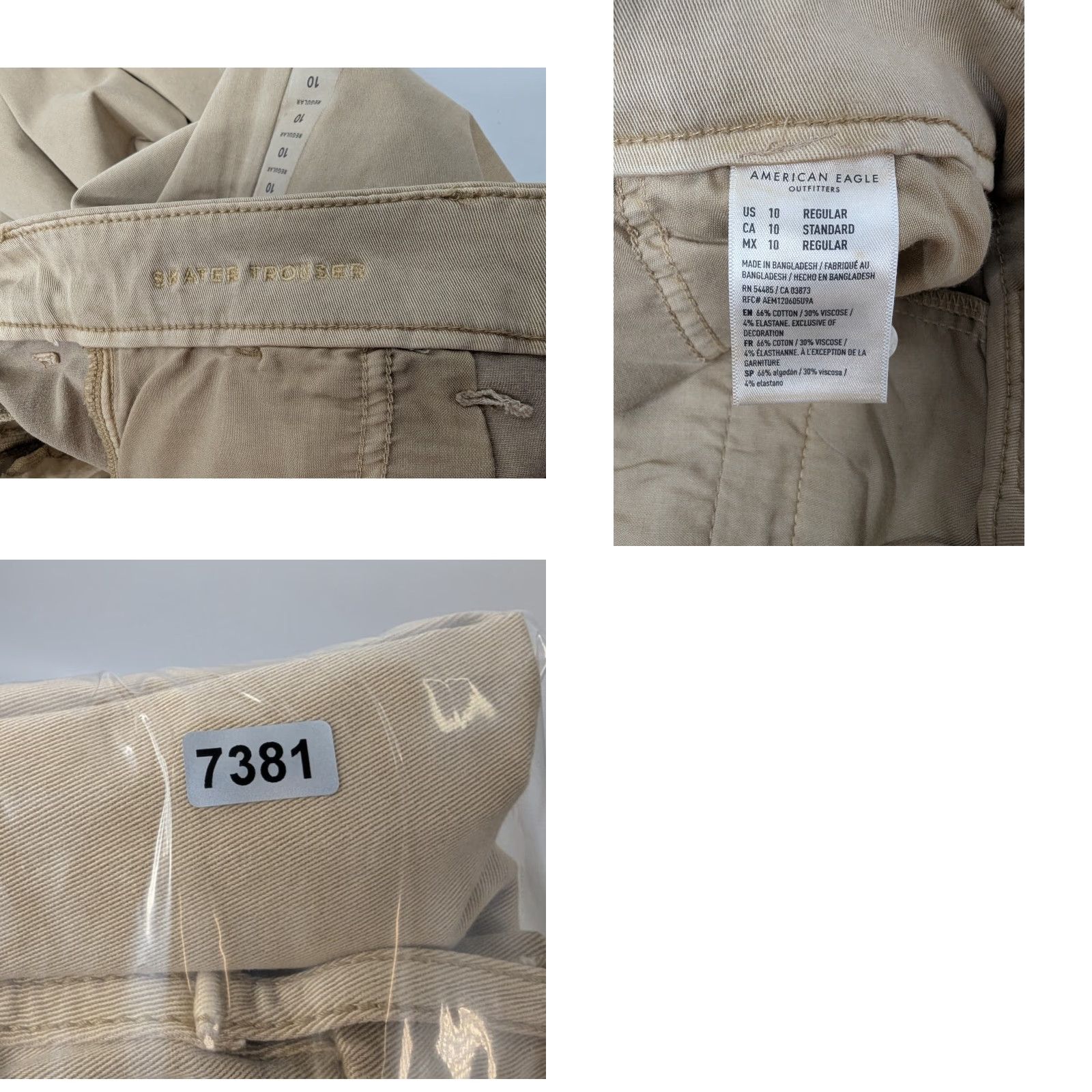 Vintage American Eagle Pants Women's 10 Khaki Wide Leg Stretch Baggy Y2K 90s Skate Vintage No Size 32" / US 10 / IT 46 - 9 Thumbnail
