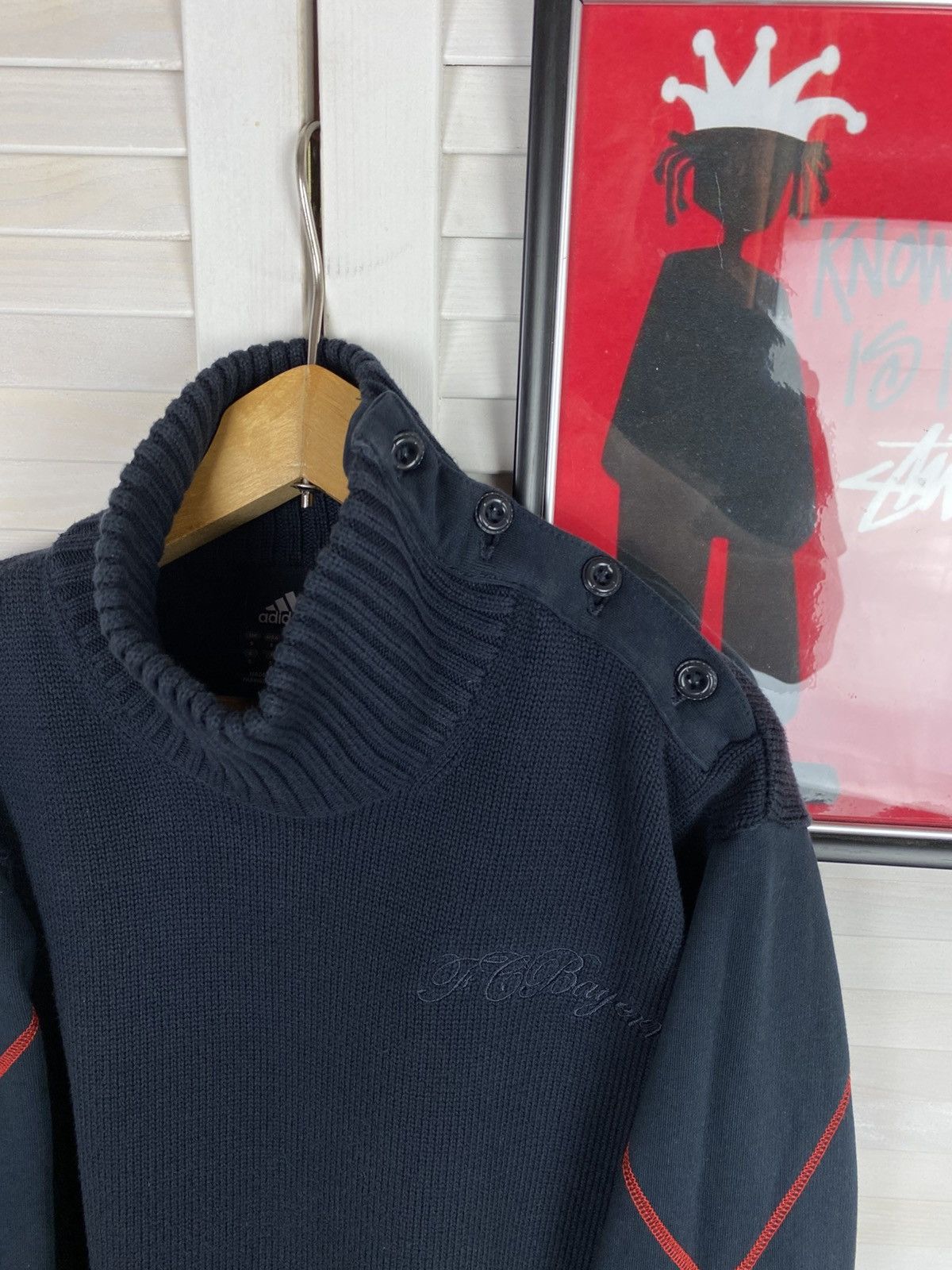 Adidas Vintage Knit Sweater Adidas Bayern Munich Turtleneck Footbal Size US M / EU 48-50 / 2 - 6 Thumbnail