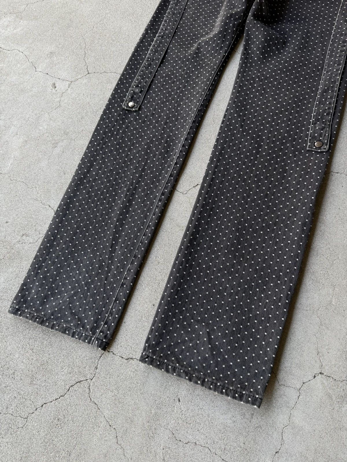 Kim Jones 2000s KIM JONES Dark Gray Embroidered Strap Denim Pants Size US 30 / EU 46 - 7 Thumbnail