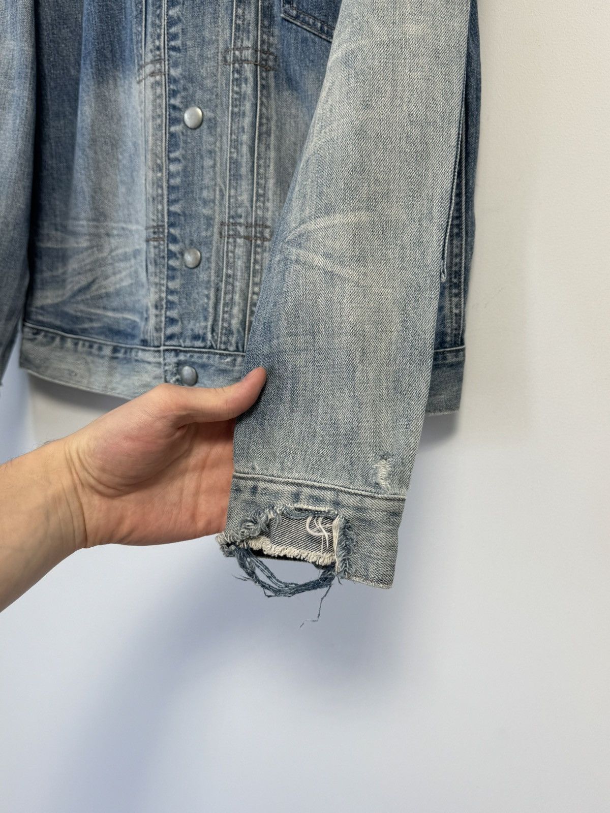 Allsaints AllSAINTS Iren Men's Distressed Denim Jacket Mid Indigo Size US M / EU 48-50 / 2 - 10 Thumbnail