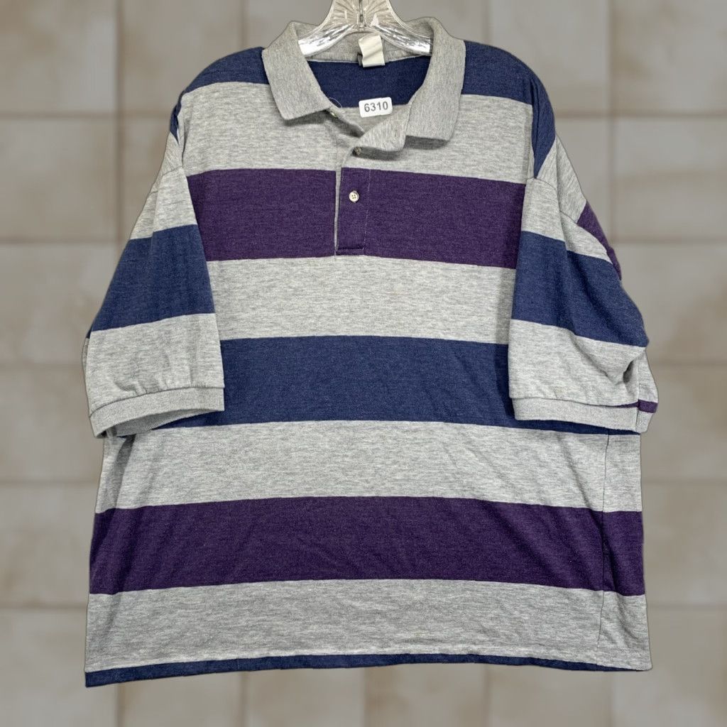 Vintage VINTAGE 90s Mens Polo Shirt Big & Tall 2XL Casual Lightweight Cotton USA Striped Style Size US XXL / EU 58 / 5 - 1 Thumbnail
