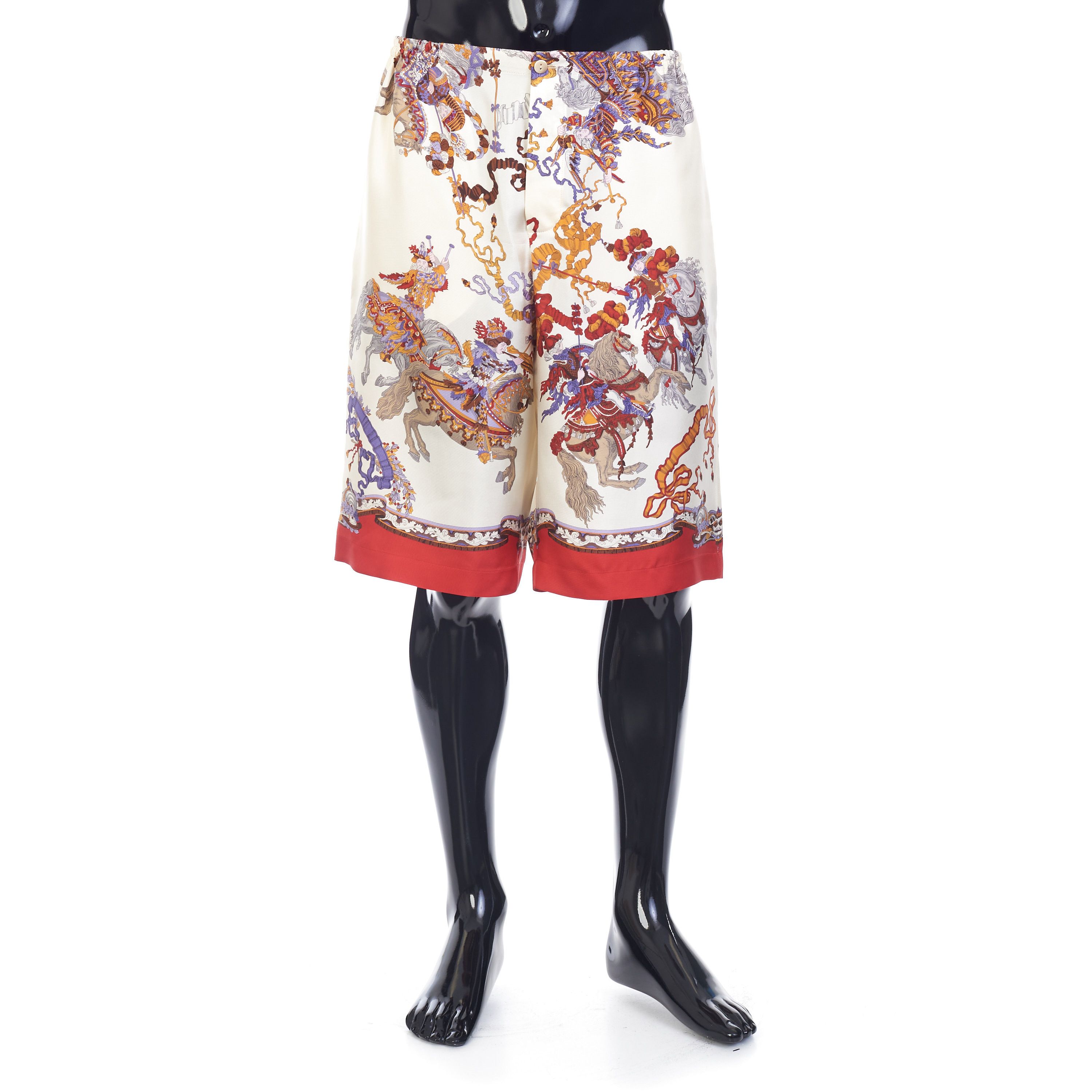 Gucci Silk Short With Roi Soleil Print In Ivory And Red Size US 36 / EU 52 - 1 Thumbnail