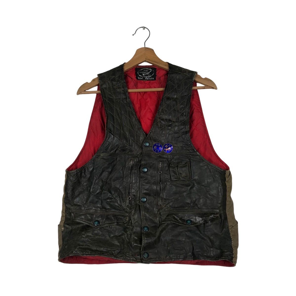 Japanese Brand 📌Skd Brand Bird Fashion Leather Biker Vest Multi Pocket Size US M / EU 48-50 / 2 - 2 Thumbnail