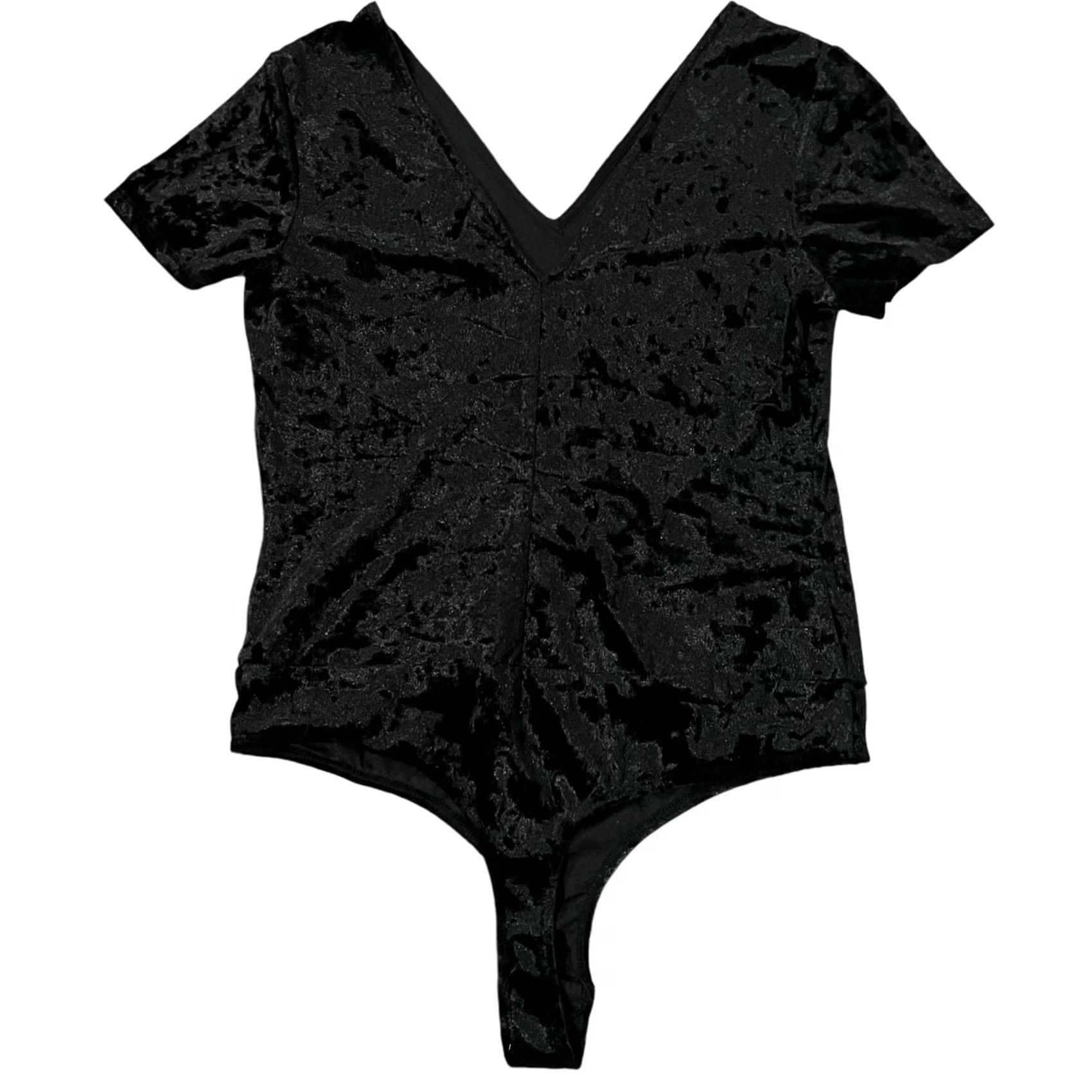 Lucky Brand Lucky Brand Bodysuit Blouse Black Velvet Short Sleeve V-Neck Sz S Womens Size S / US 4 / IT 40 - 3 Thumbnail