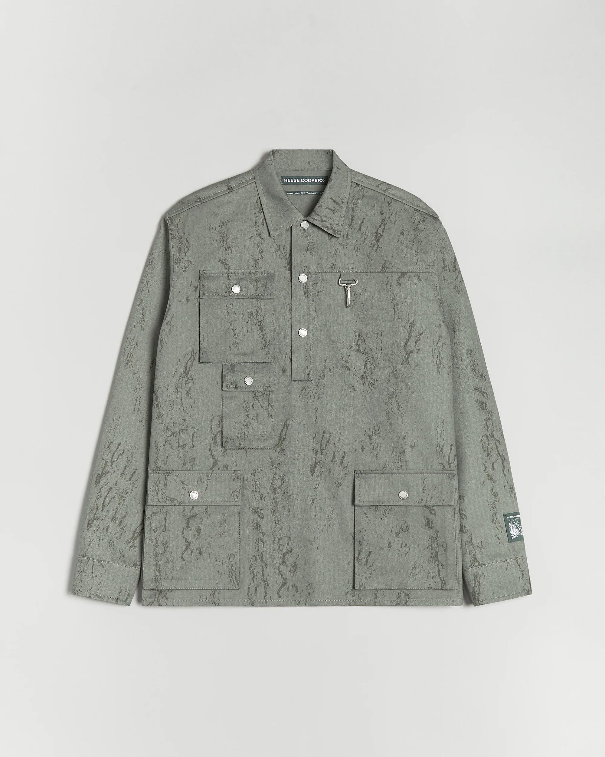 Reese Cooper Herringbone Pullover Cargo Shirt Size US M / EU 48-50 / 2 - 1 Thumbnail
