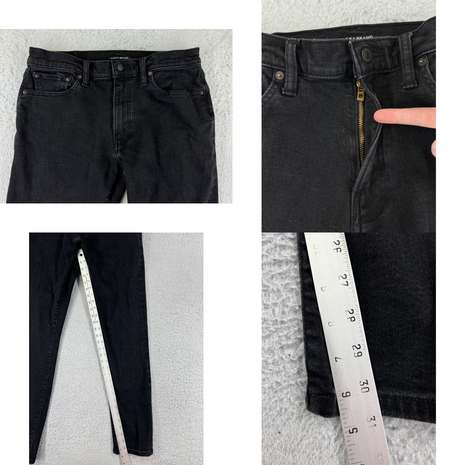 Lucky Brand Lucky Brand Jeans Mens 31 Black Denim Skinny Cotton Blend Stretch Taper Jeans Mens Black Skinny 31 5-Pocket Denim Fit Regular Casual 90s? Size US 31 - 8 Thumbnail