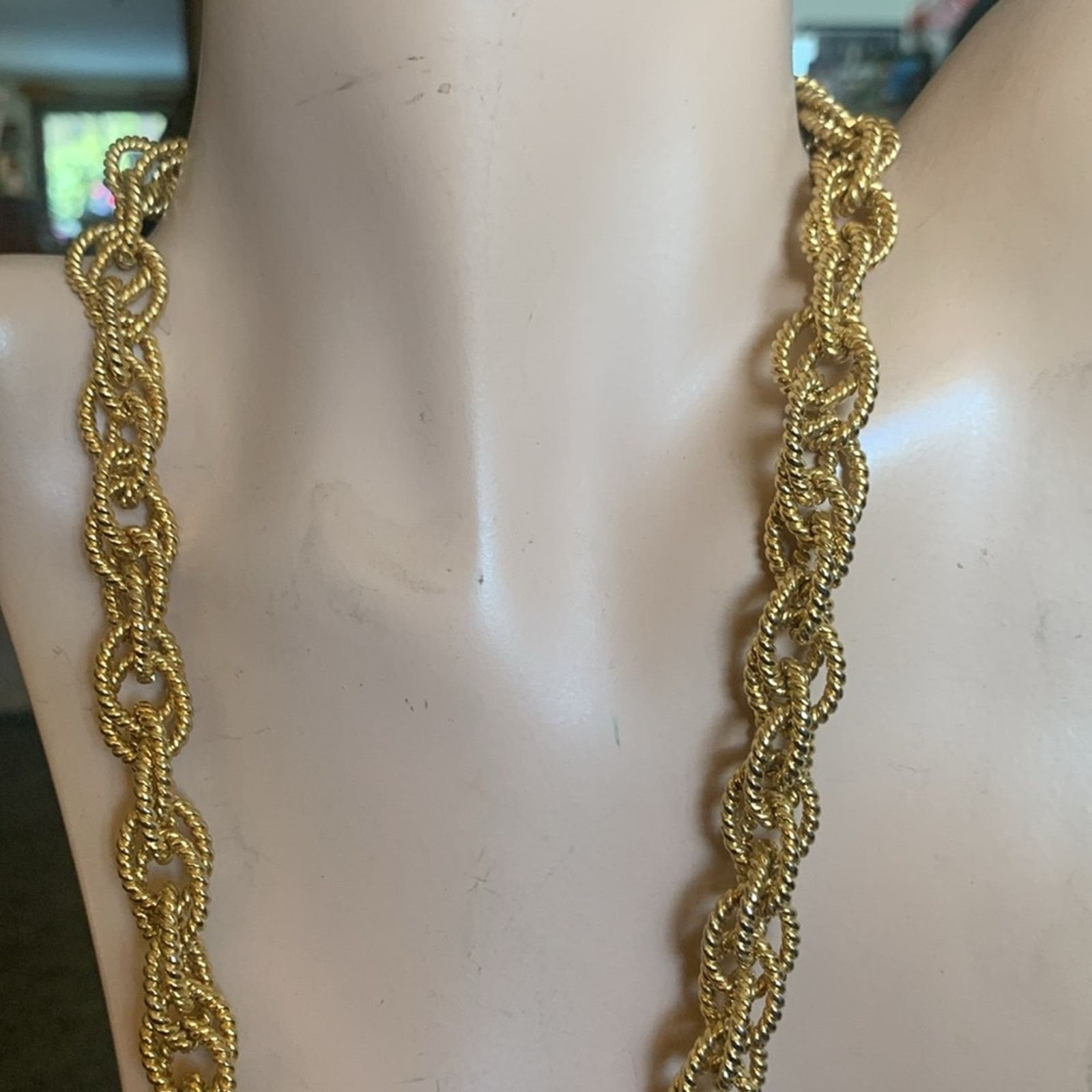 Vintage Chunky heavy braided rope links golden necklace Size ONE SIZE - 3 Thumbnail
