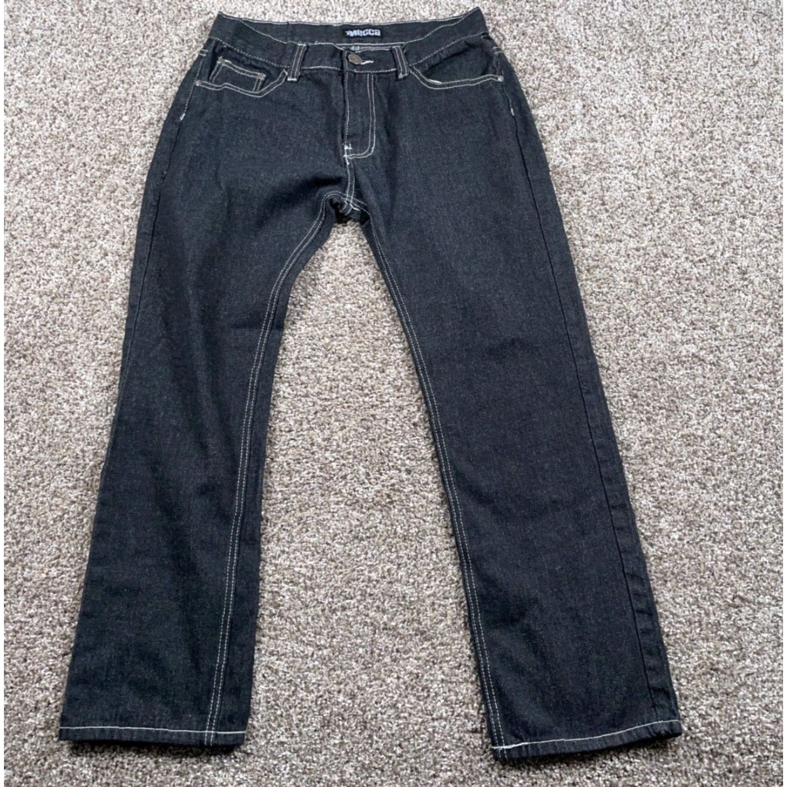 Vintage VINTAGE Mecca Jeans Tapered Hipster Black Denim 32 x 28 Men’s Low Rise Embroidered 5-Pocket Mens Jeans Size US 32 / EU 48 - 2 Thumbnail