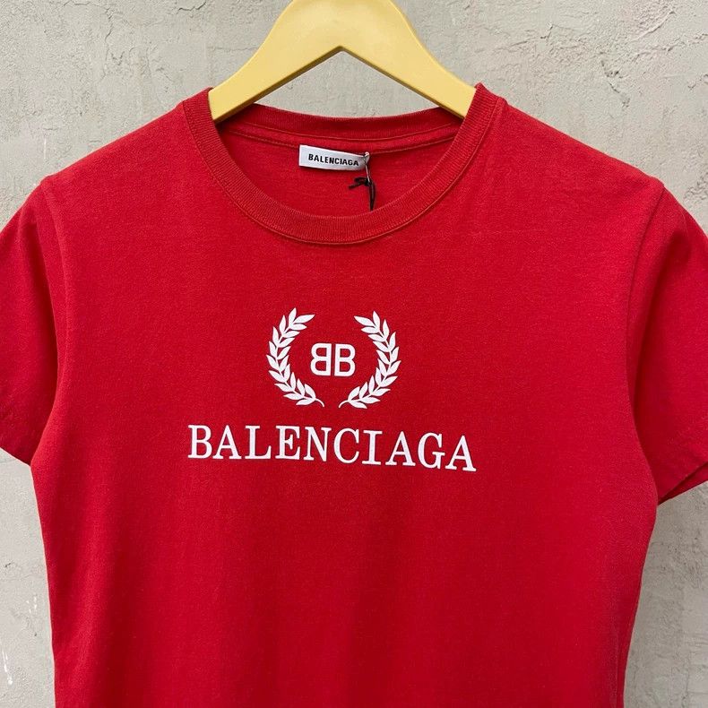 Balenciaga Balenciaga Retro Red Wheat Spike Double BLogo Short Sleeve Size US S / EU 44-46 / 1 - 4 Thumbnail