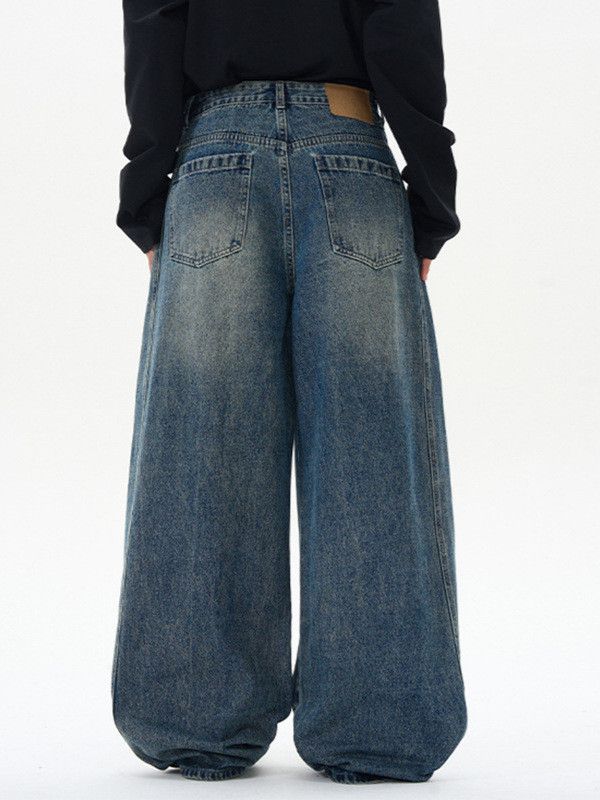 Japanese Brand Men's high-street wide-leg washed distressed scimitar jeans Size US 32 / EU 48 - 4 Thumbnail