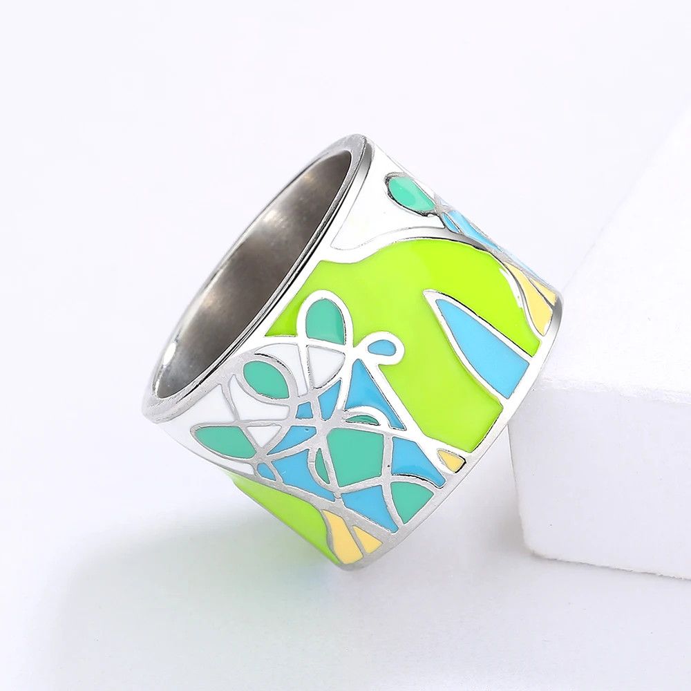 Jewelry Green Epoxy Leaf Shape Ring Size ONE SIZE - 4 Thumbnail